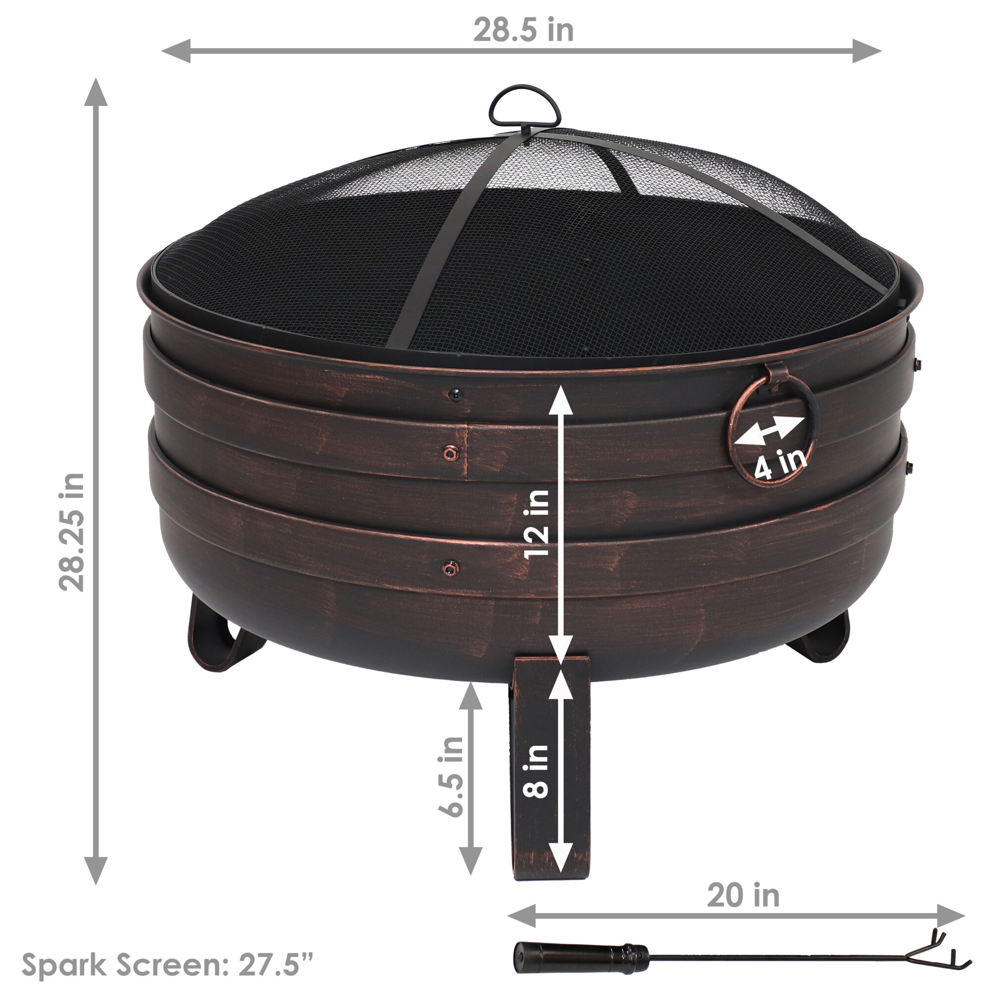 24 Inch Cauldron Sunnydaze Decor, 24in. Steel Cauldron Fire Pit - Bronze, Diameter 24 in ...