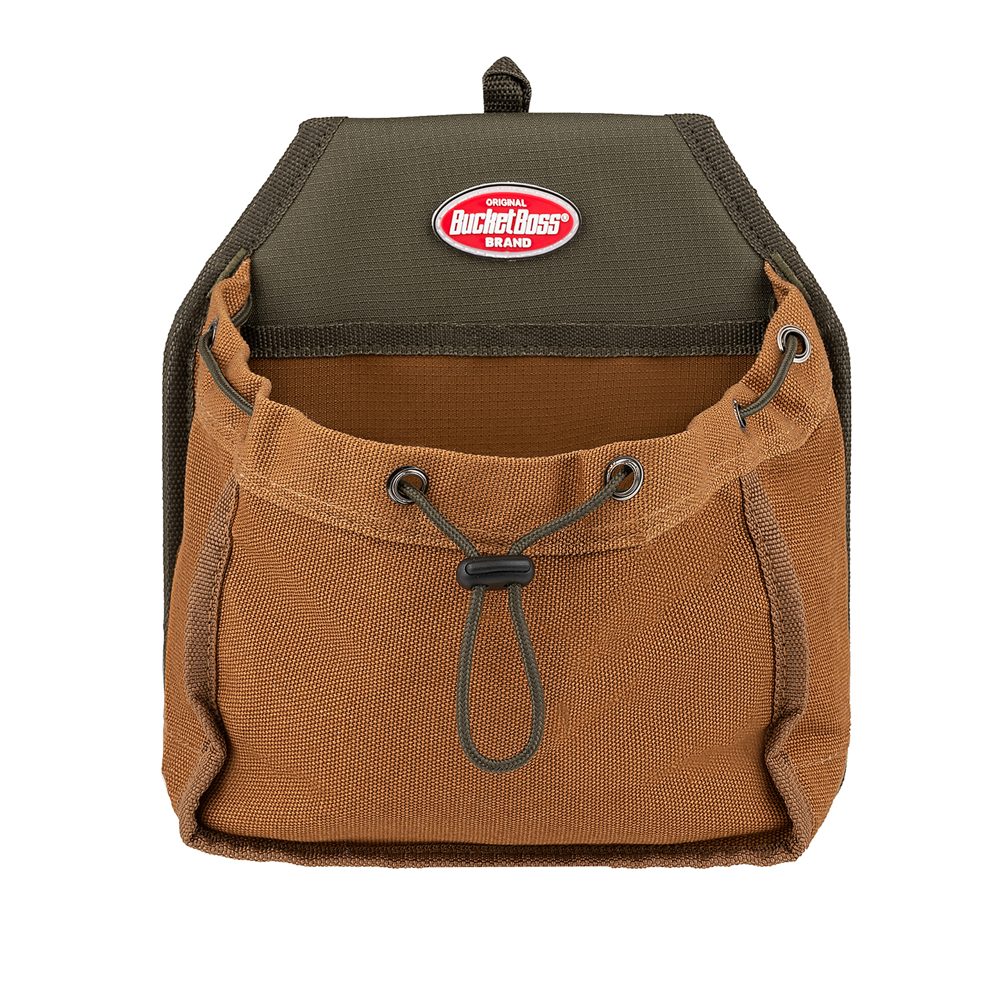 Bucket Boss, SQUARE POUCH W/ FLAPFIT, Color Brown, Pockets (qty.) 1 Material Canvas, Model# 54135