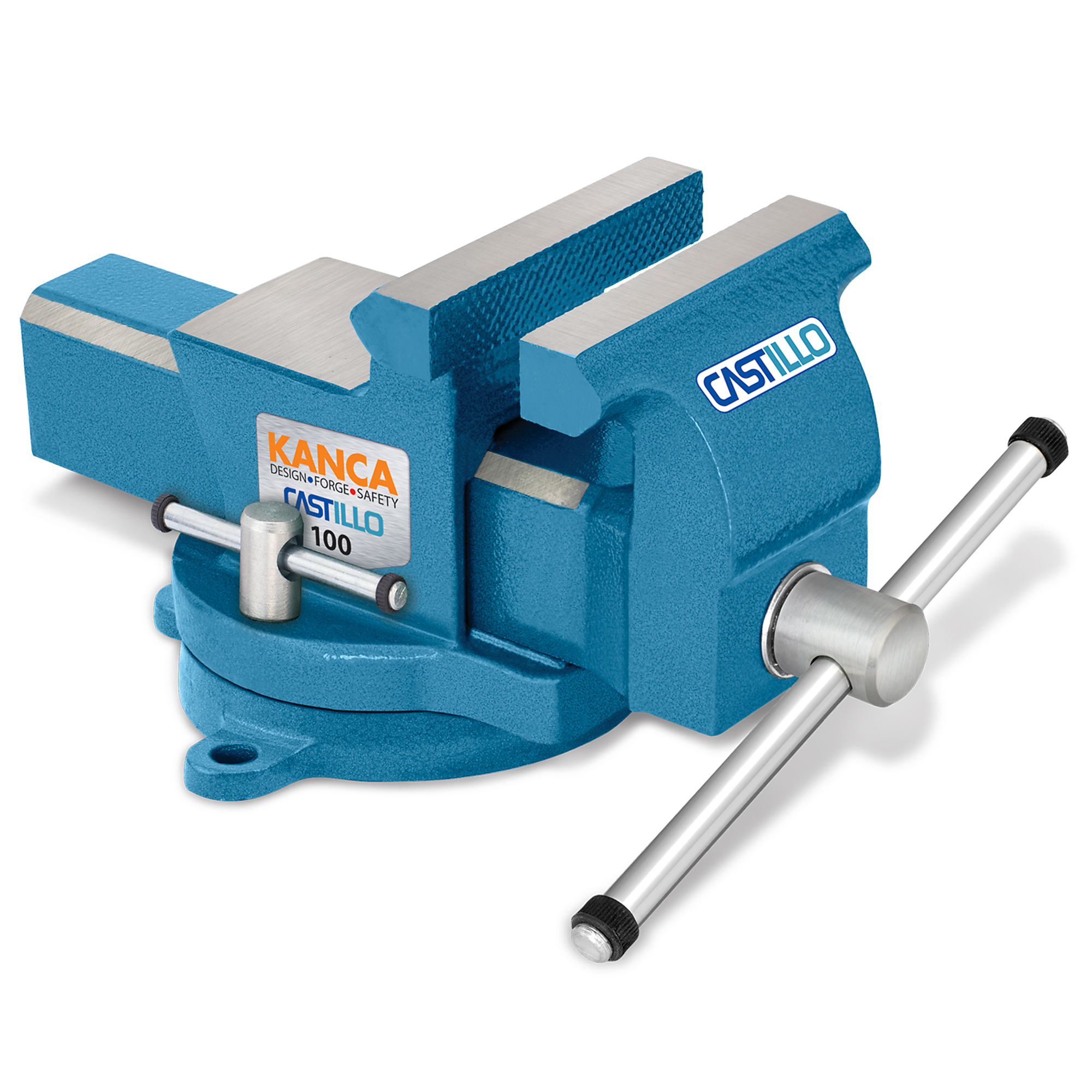 KANCA Castillo Bench Vise with Swivel Base - 4in. Jaw Width, 5in. Jaw Capacity, Ductile Iron, Model# Castillo Bench Vise