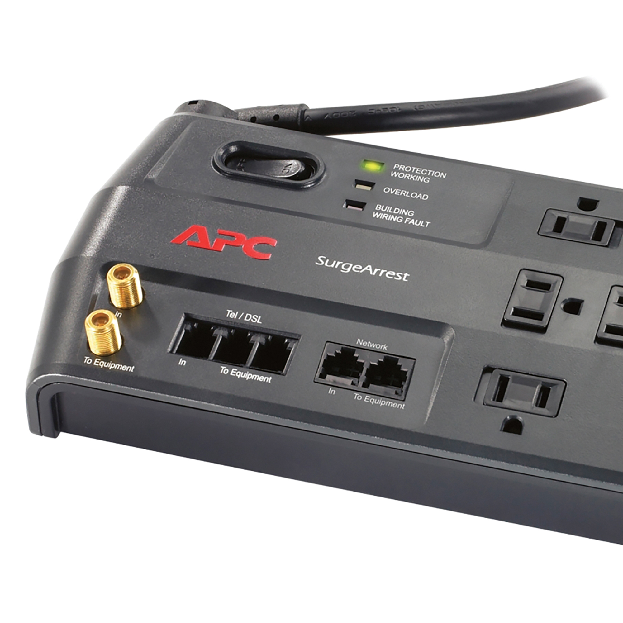APC SurgeArrest®, 11Outlet Surge Protector, Cord Length 8 ft, Cable