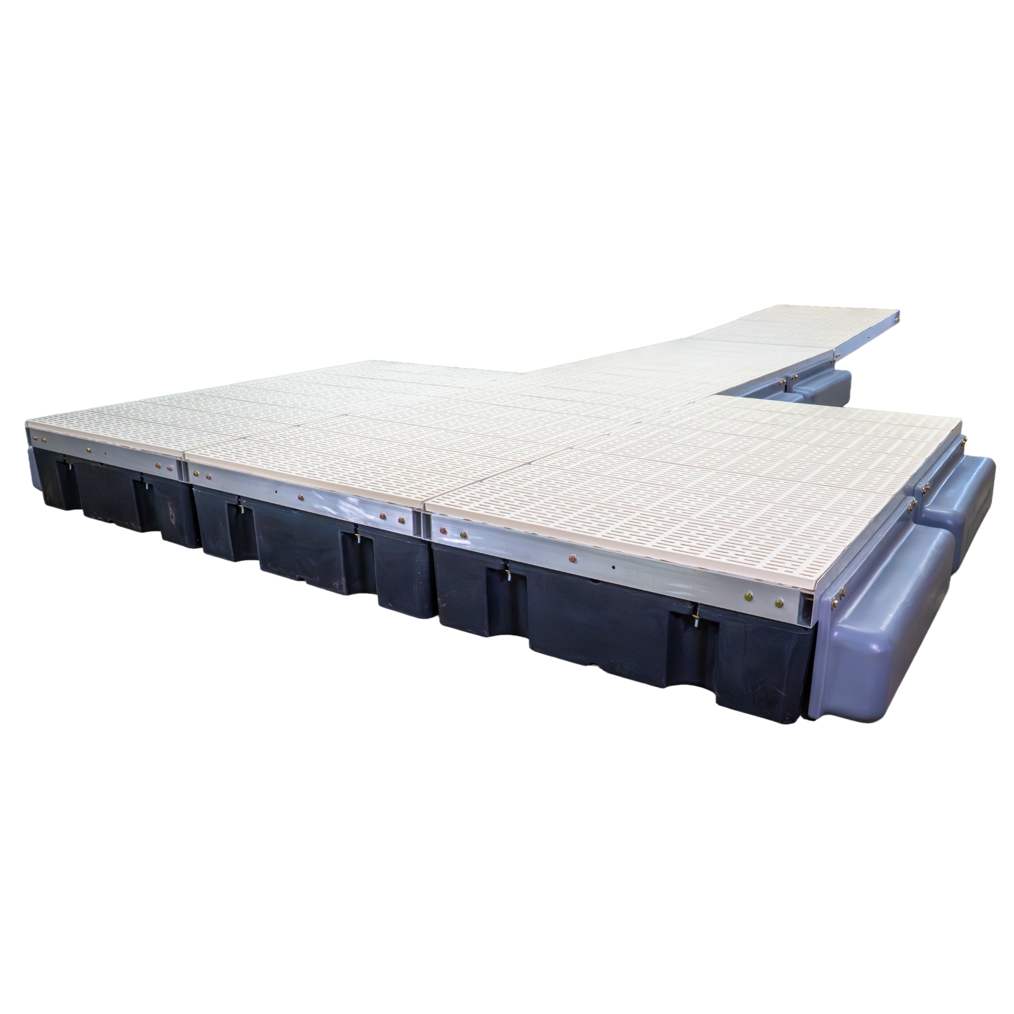 Patriot Docks 24' T-Shaped Low-Profile Premium Floating Dock with Tan Poly Decking