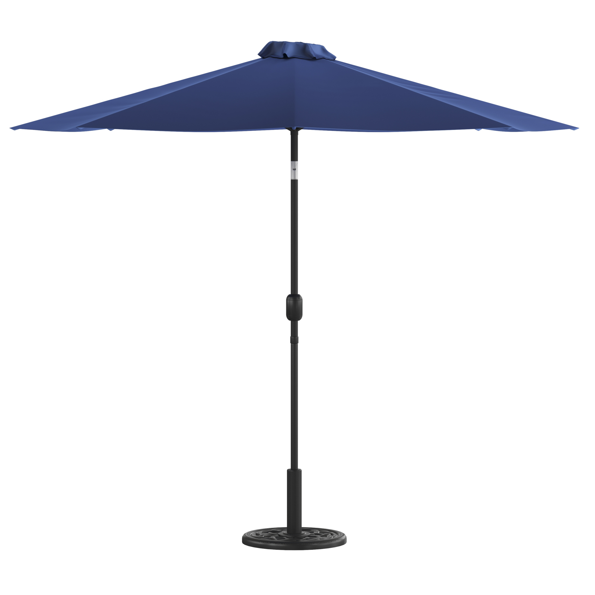Flash Furniture, Navy 9ft. Umbrella and Black Cement Base, 2 PC Set, Canopy Diameter 9 ft, Shape Octagon, Model# GM402003UB19BNV