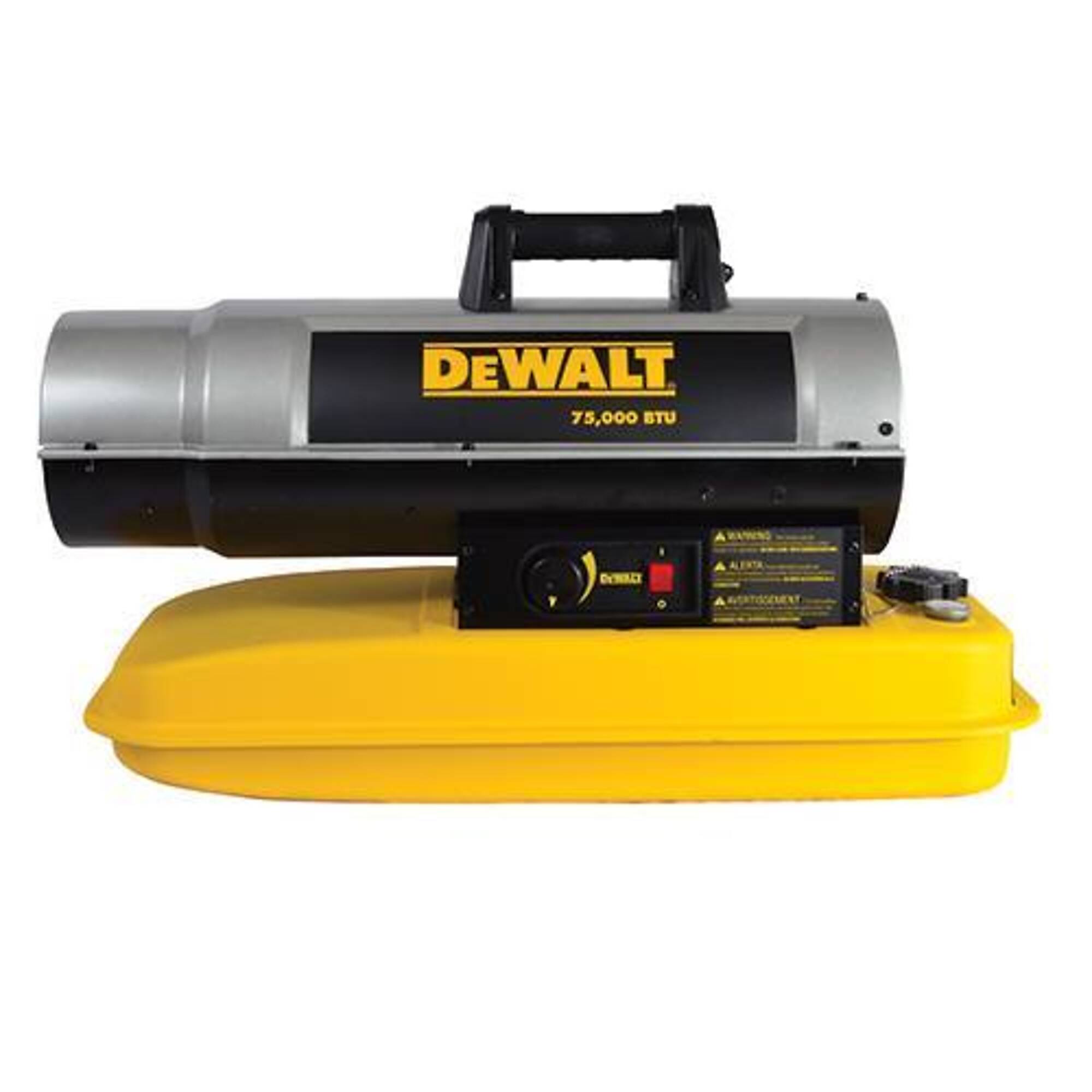 DEWALT Jobsite Heater, Kerosene, Forced Air, 75,000 BTU, Model# F340675