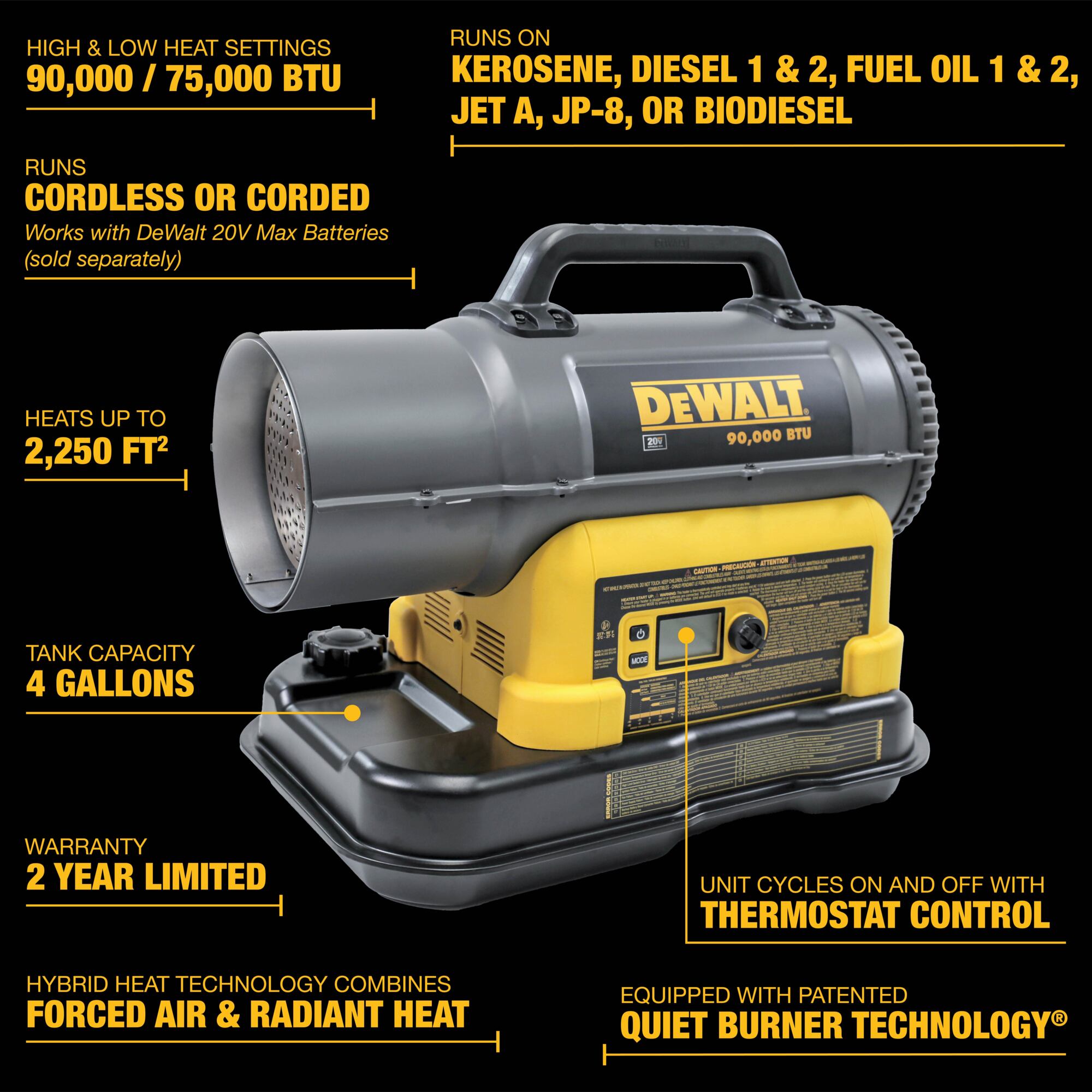 Dewalt 90000 Btu Dewalt 75000 Btu Kerosene Heater Forced Air