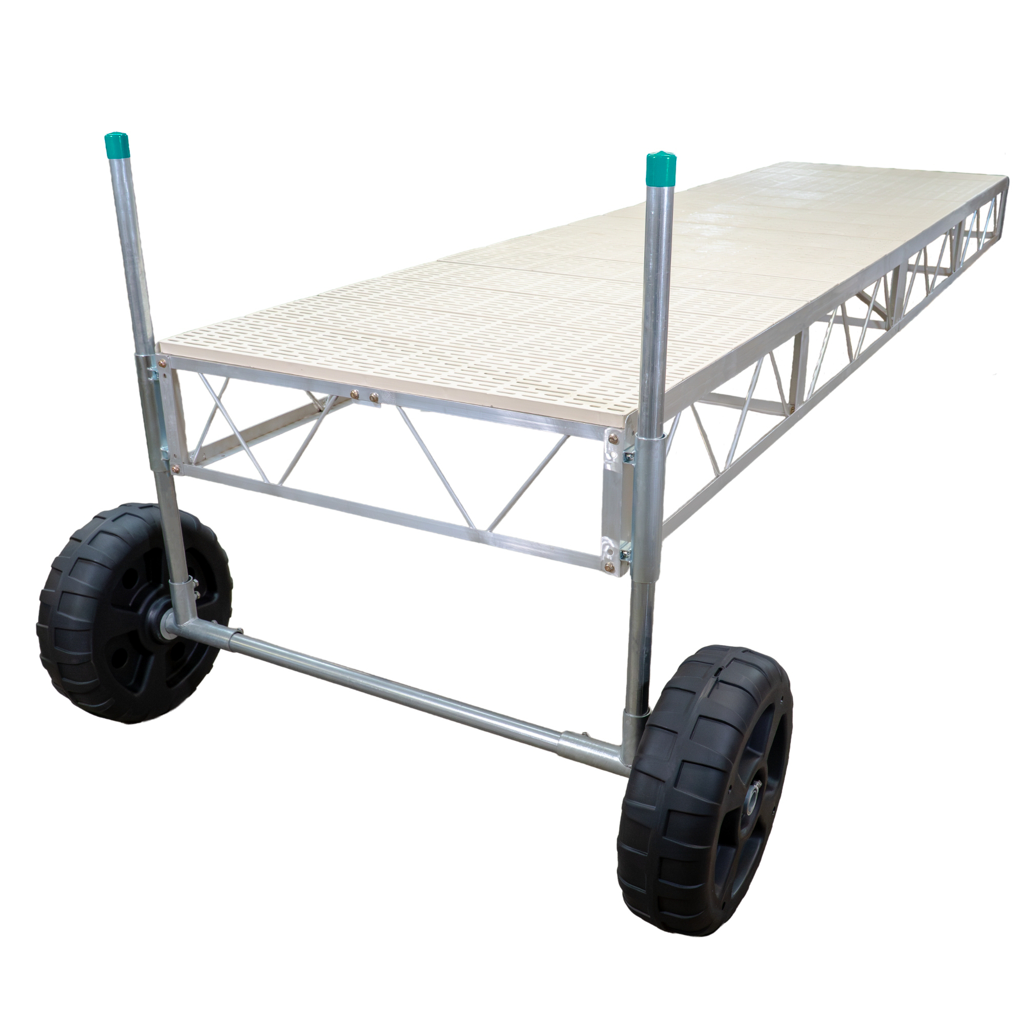 Patriot Docks 32' Straight Roll-In Pipe Dock with Tan Poly Decking