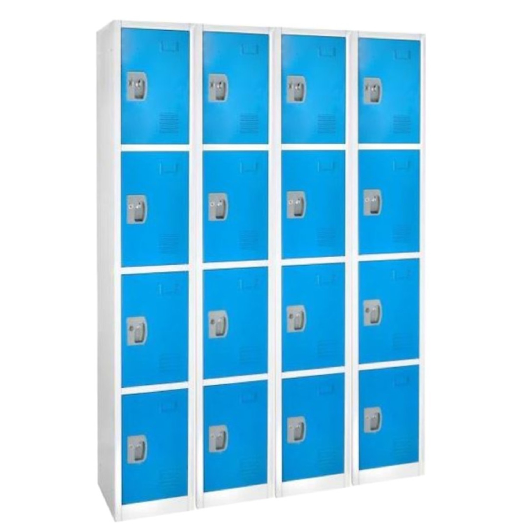 Alpine, 72in.H 4-Tier Steel Storage Locker, Blue, 4-Pack, Height 72 in, Width 12 in, Color Blue, Model# ADI629-204-BLU-4PK