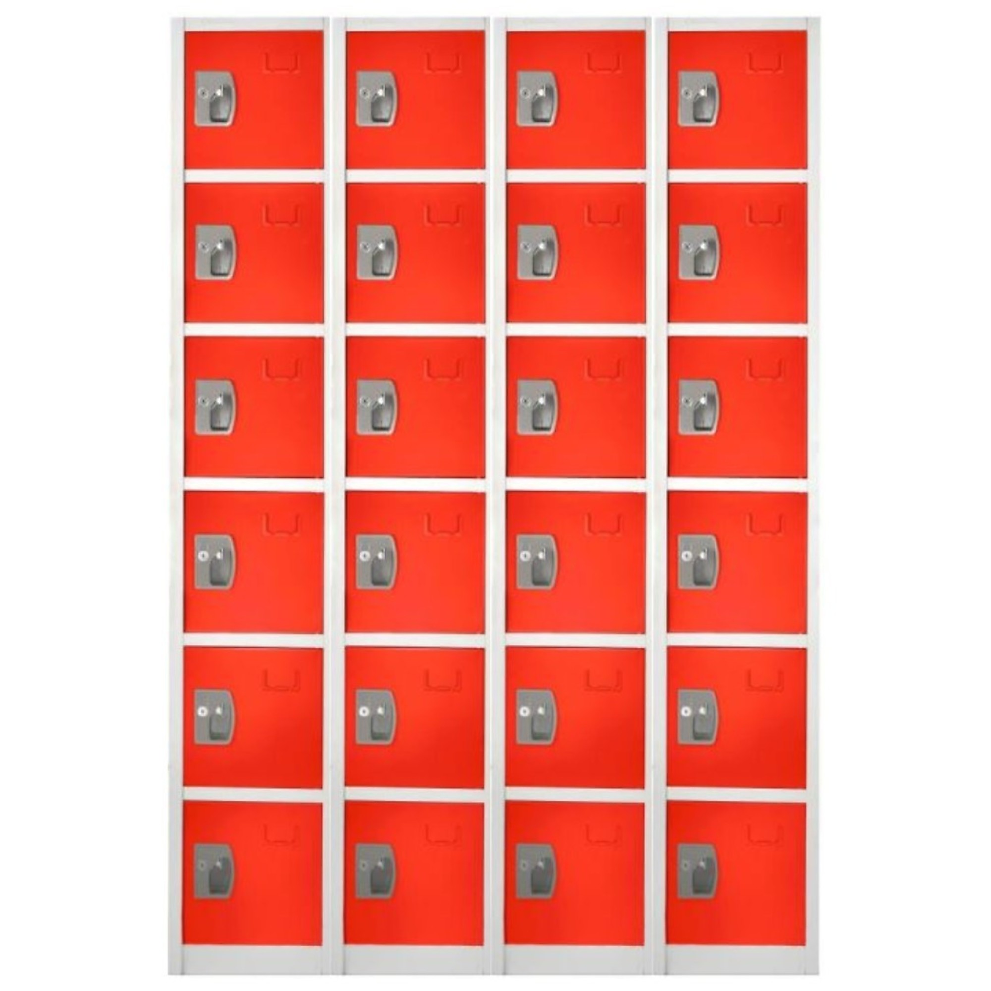 Alpine, 72in.H 6-Tier Steel Storage Locker, Red, 4-Pack, Height 72 in, Width 12 in, Color Red, Model# ADI629-206-RED-4PK