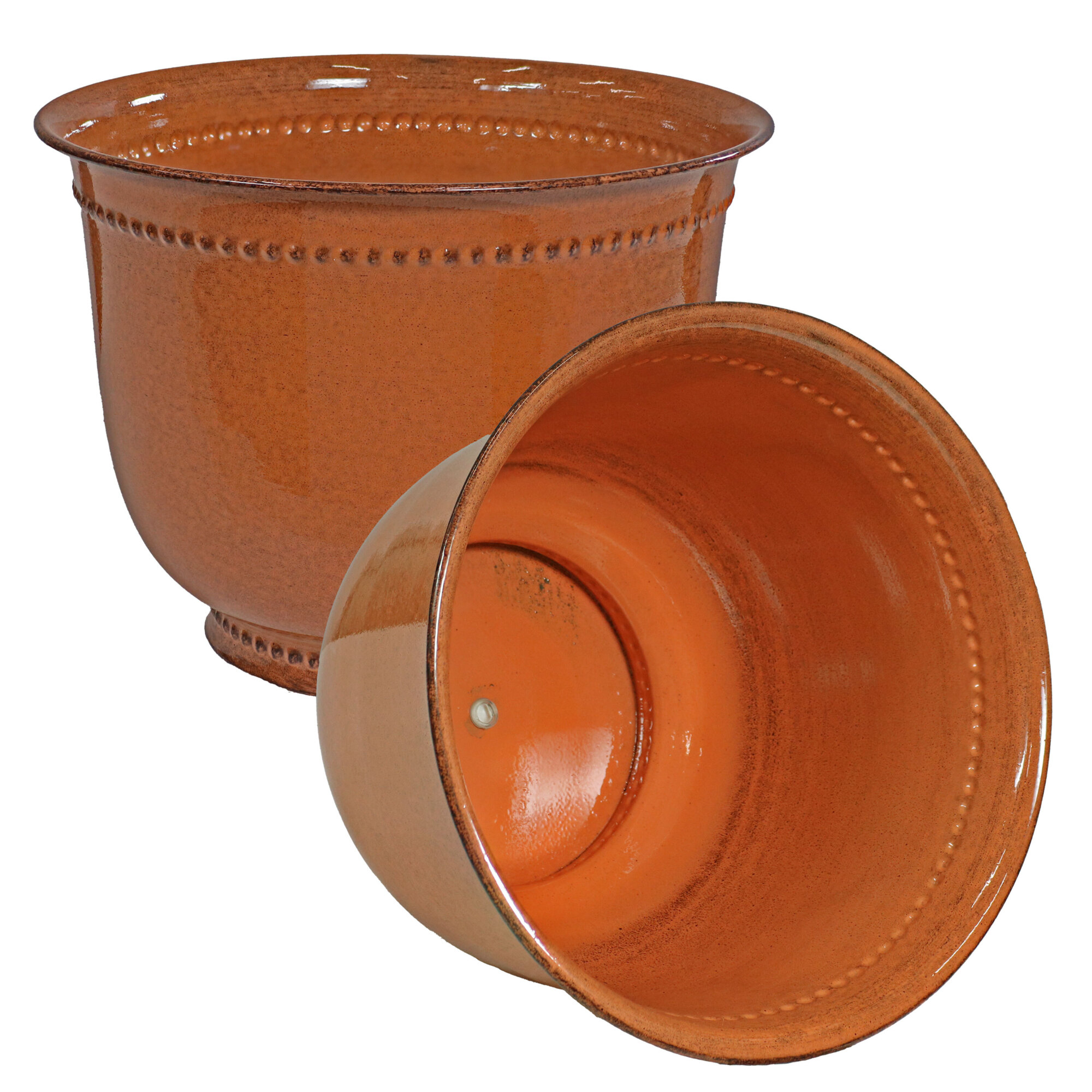 Sunnydaze Decor, Michael Metal Planter - Chestnut - 2pk, Container Length 14.5 in, Container Width 14.5 in, Material Iron, Model# DRV-1682