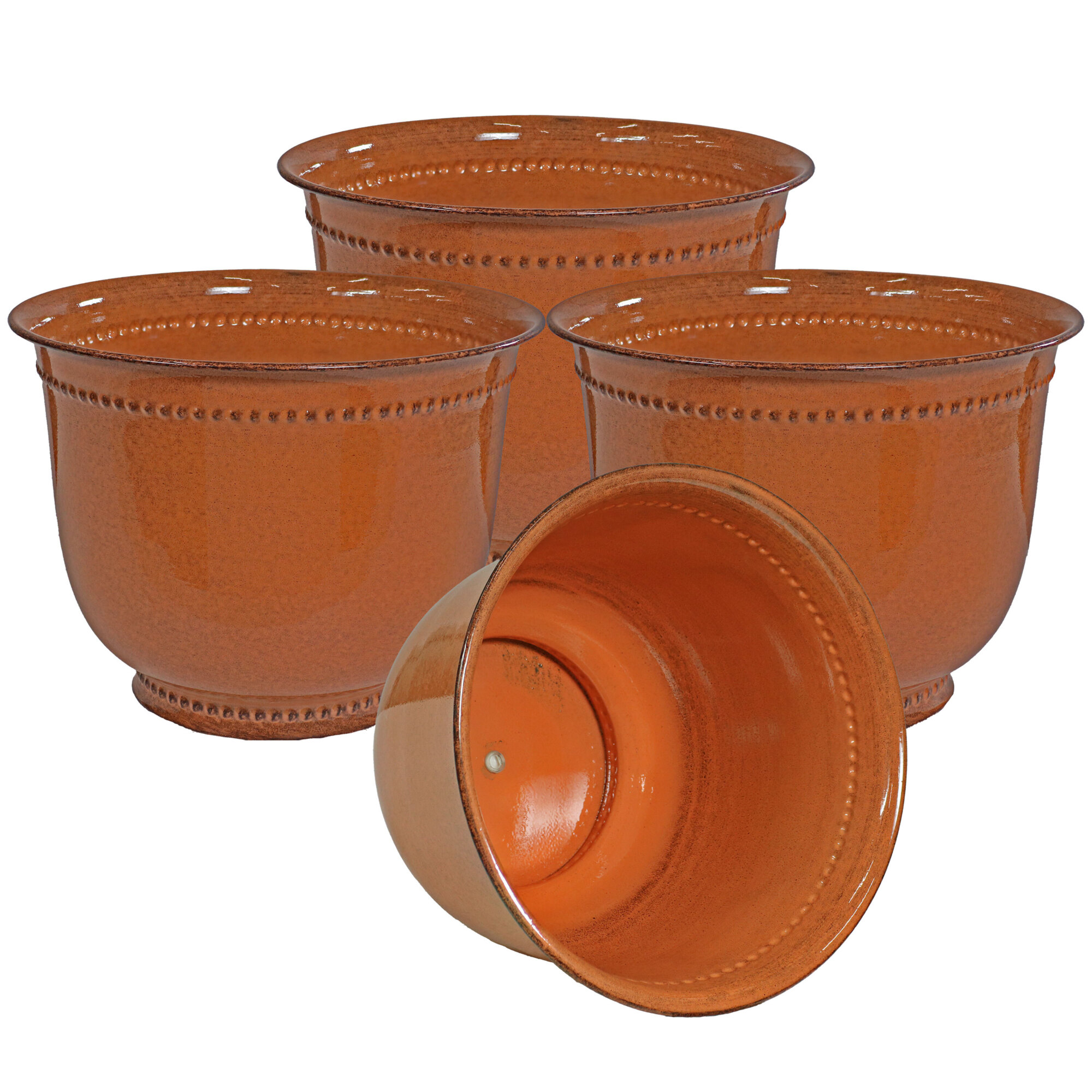 Sunnydaze Decor, Michael Metal Planter - Chestnut - 4pk, Container Length 14.5 in, Container Width 14.5 in, Material Iron, Model# DRV-1684