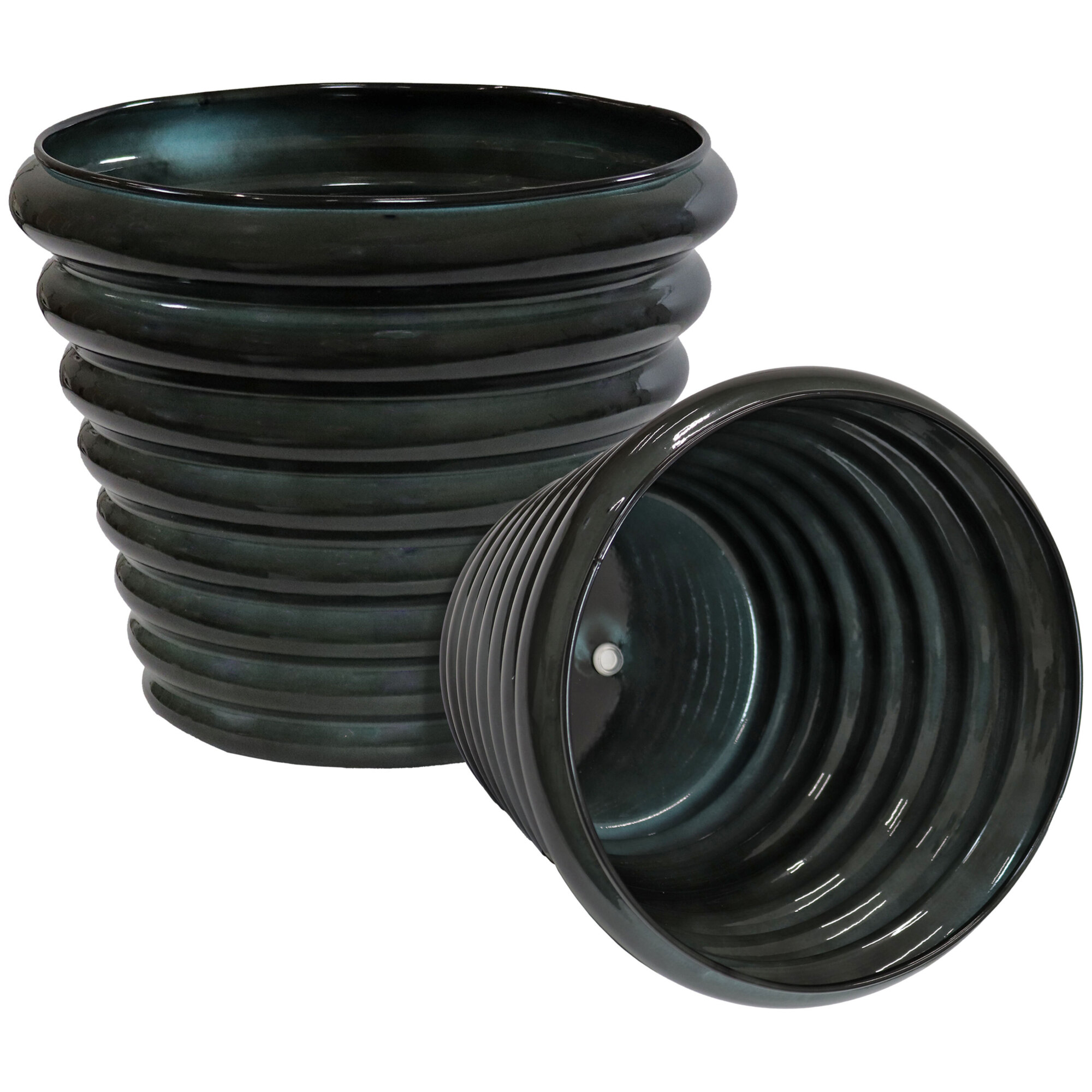 Sunnydaze Decor Molly Metal Planter Set - 12.5in. x 12.5in., Iron, UV-Protected, Rust-Resistant, Juniper, 2 Pcs, Model# DRV-2432