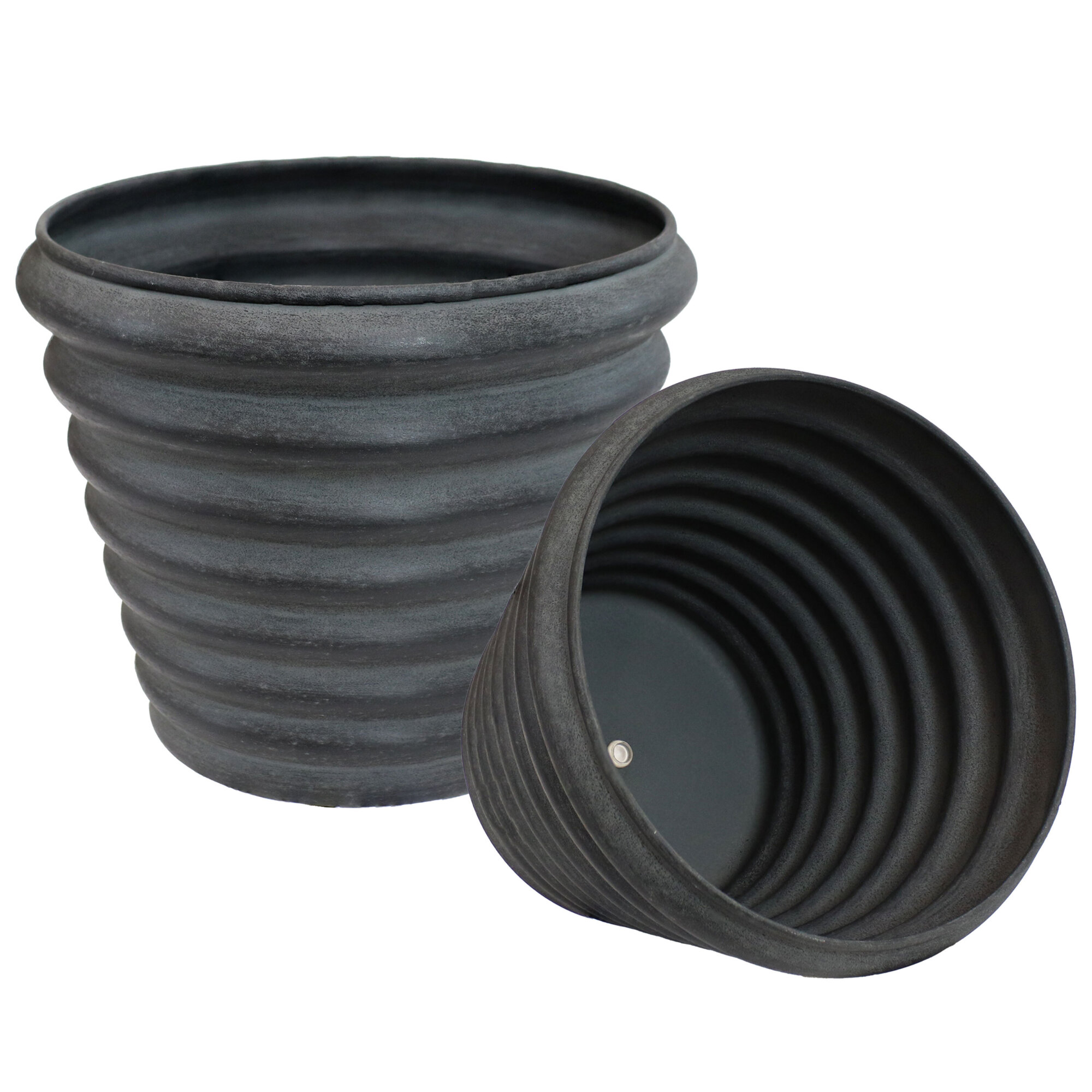 Sunnydaze Decor, Molly Metal Planter - Matte Gray - 2pk, Container Length 12.5 in, Container Width 12.5 in, Material Iron, Model# DRV-2672