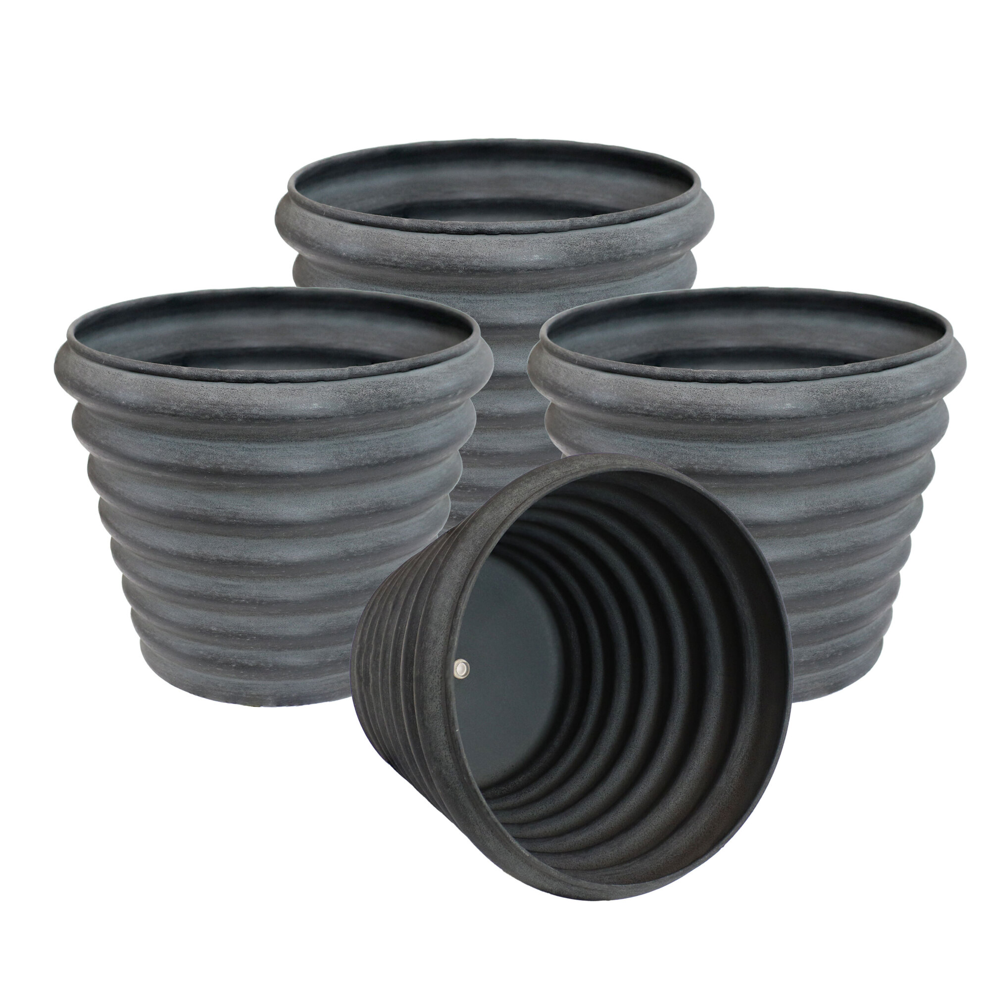 Sunnydaze Decor, Molly Metal Planter - Matte Gray - 4pk, Container Length 12.5 in, Container Width 12.5 in, Material Iron, Model# DRV-2674