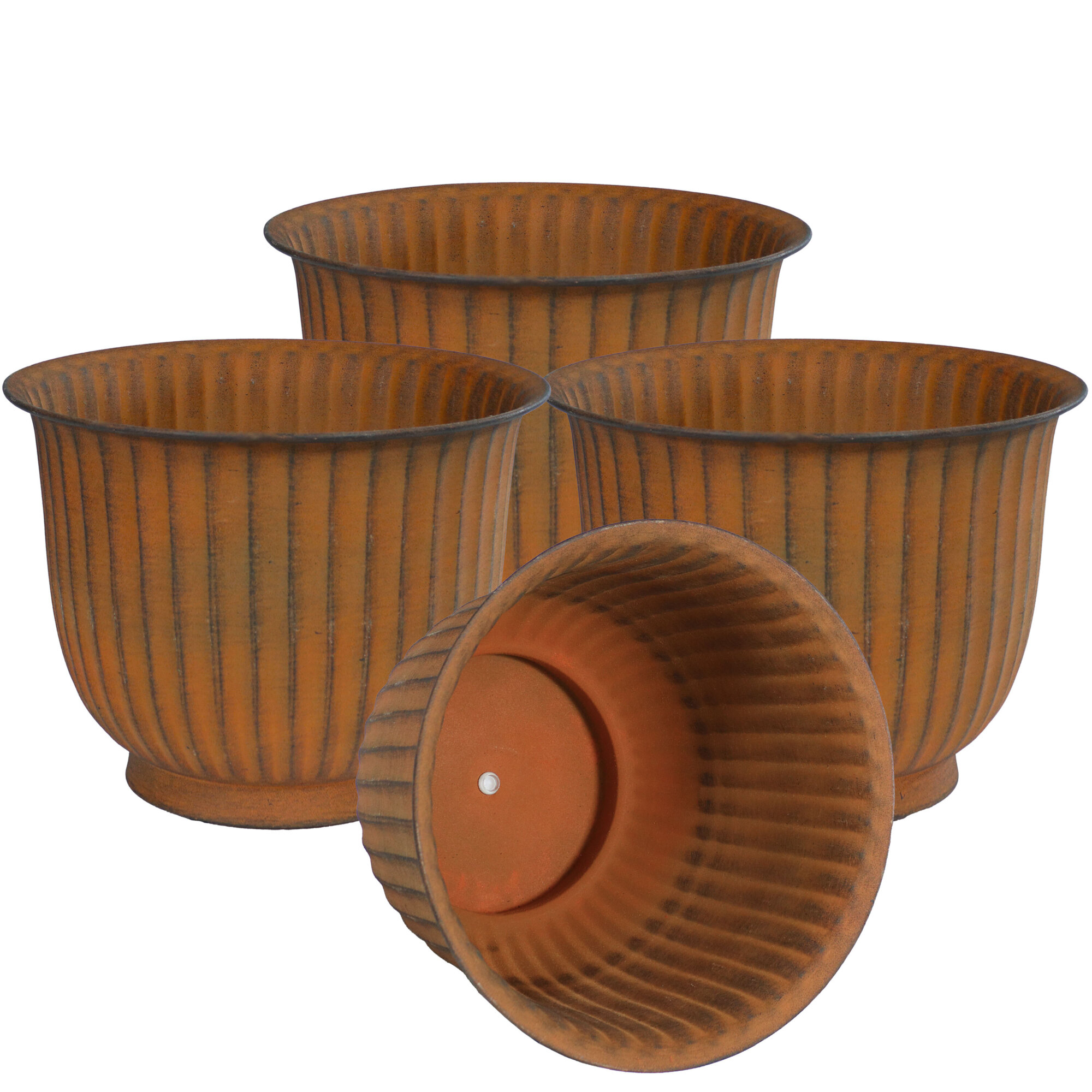Sunnydaze Decor, Carlotta Metal Planter - Brown - 4pk, Container Length 14.75 in, Container Width 14.75 in, Material Iron, Model# DRV-1204