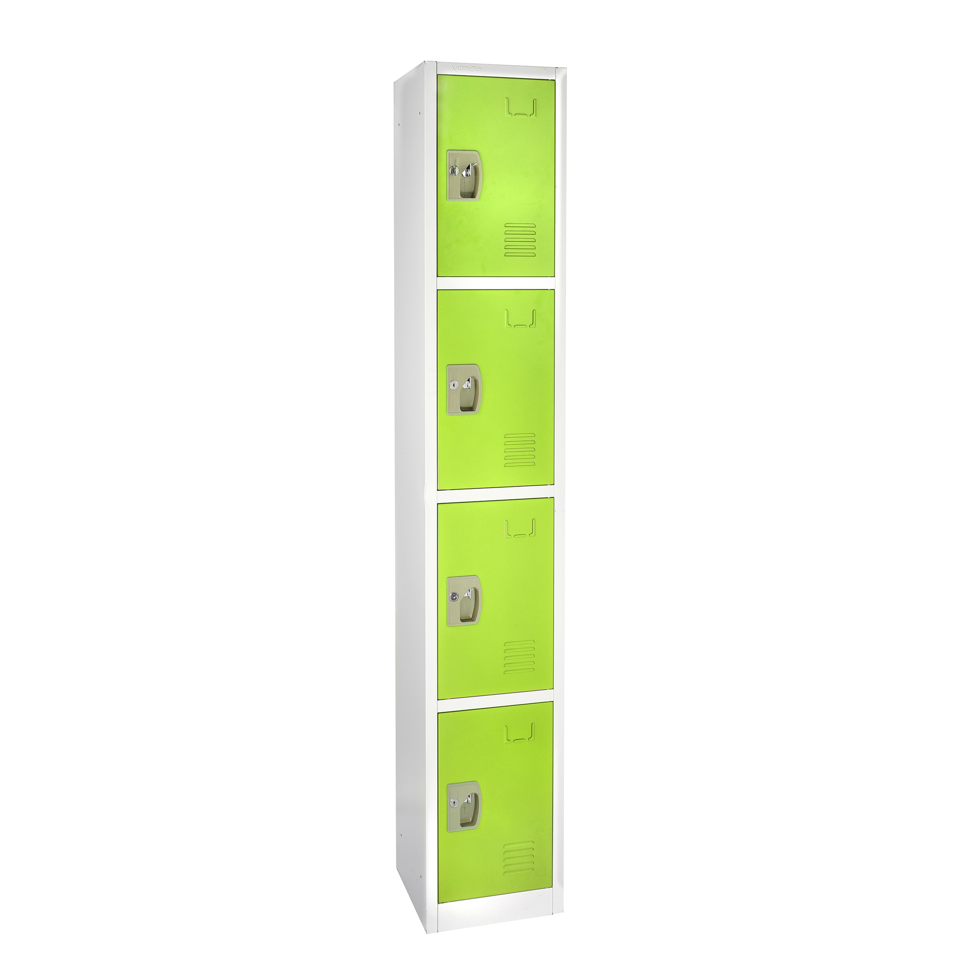Alpine, 72in.H 4-Tier Steel Storage Locker, Green, Height 72 in, Width 12 in, Color Green, Model# ADI629-204-GRN