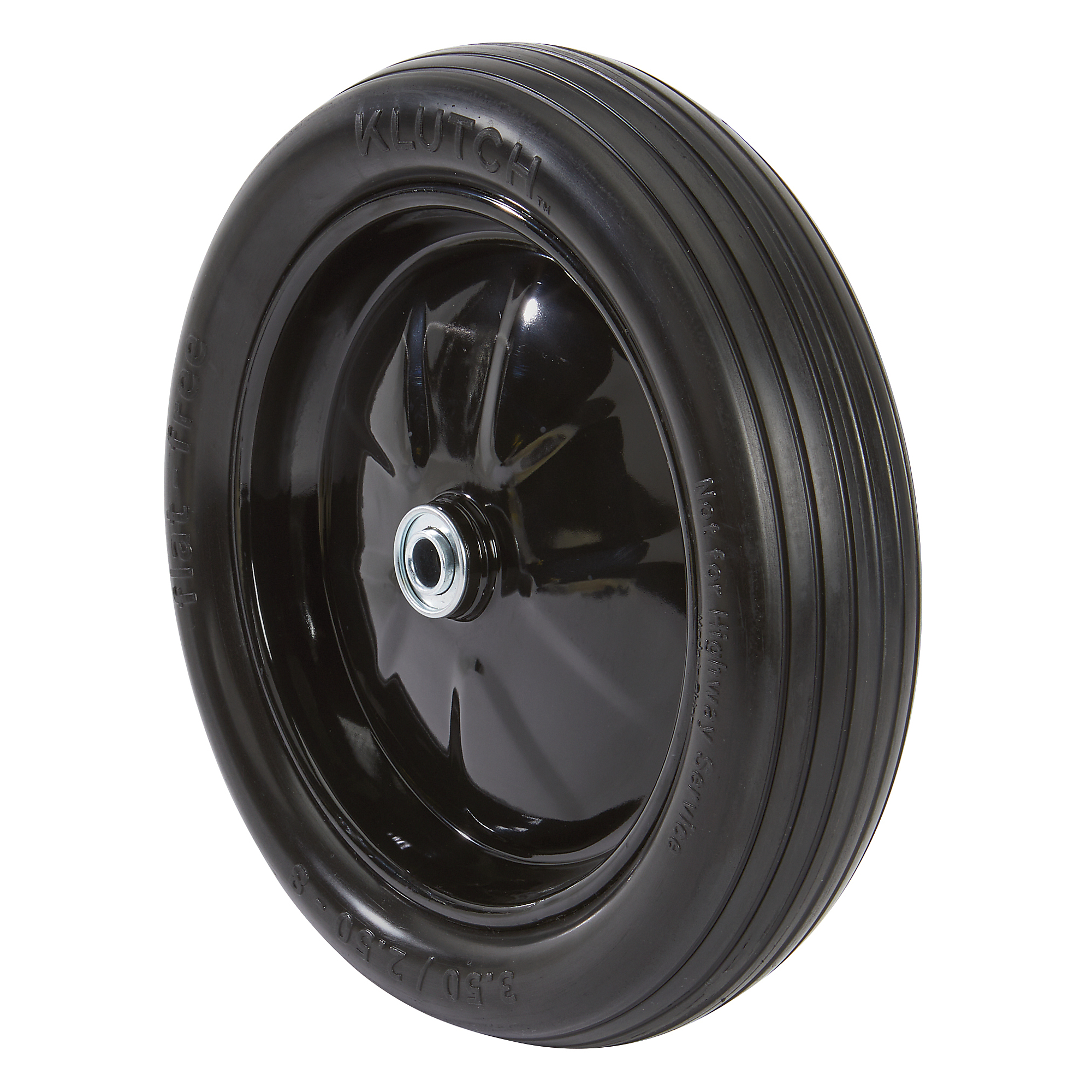 Klutch Flat-Free Wheelbarrow Tire Assembly, 13/3.00-8, Ribbed Tread