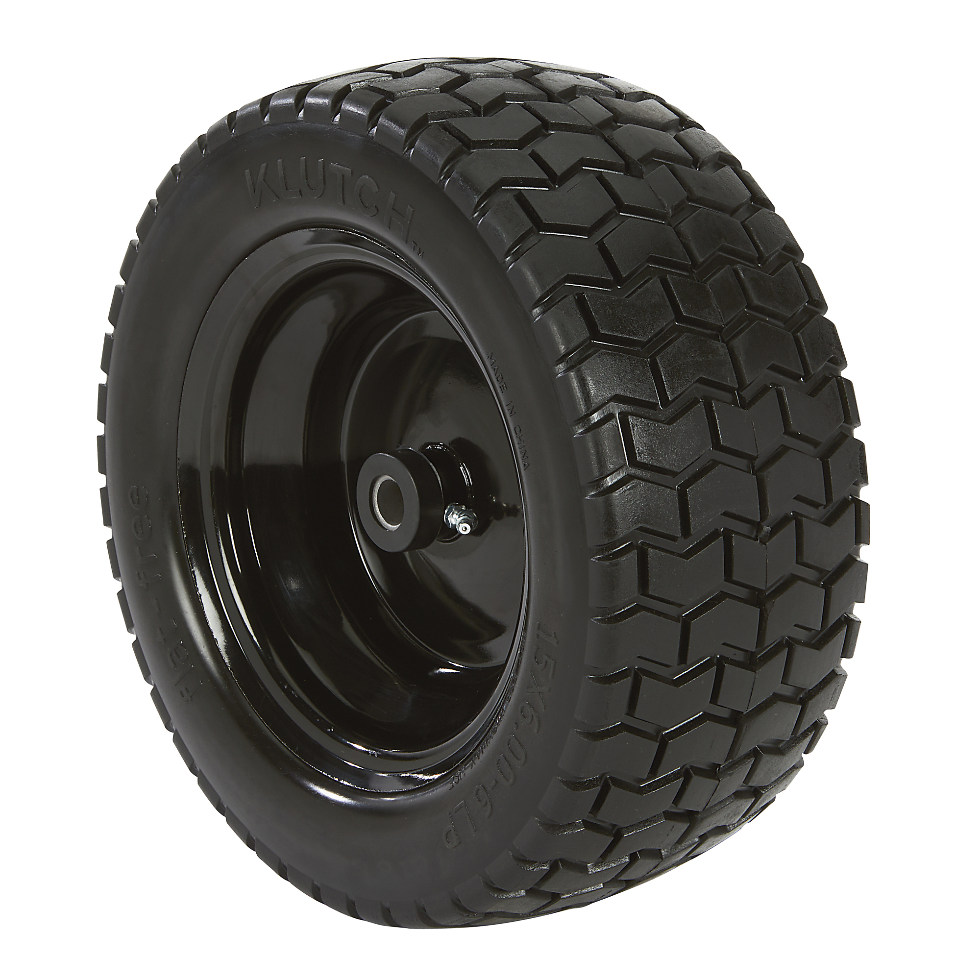 Klutch Flat-Free Universal Lawn Mower Tire Assembly, 15/6.00-6, Turf Saver Tread