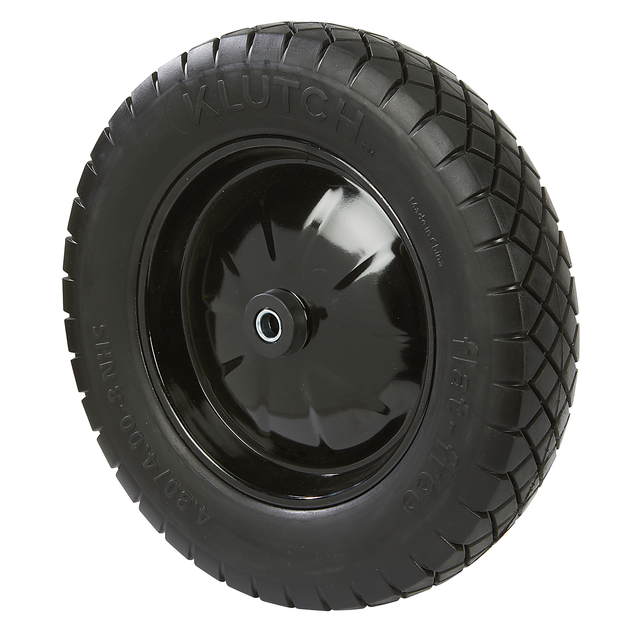 Klutch Flat-Free Universal Wheelbarrow Tire Assembly, 4.80/4.00-8, Knobby Tread
