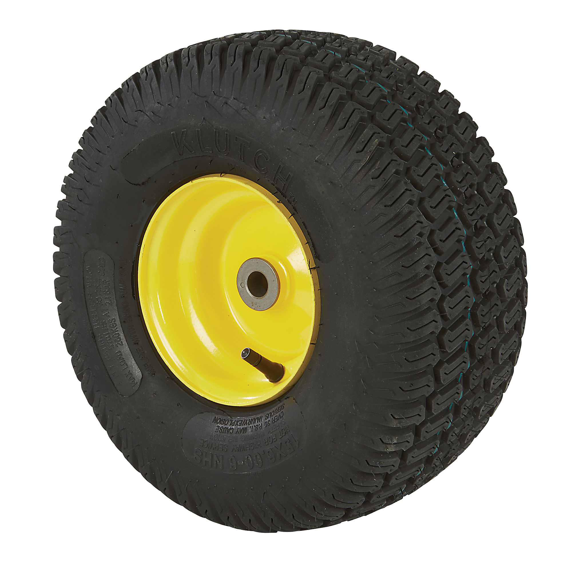 Klutch Pneumatic Universal Lawn Mower Tire Assembly, 15/6.00-6, Turf Master Tread
