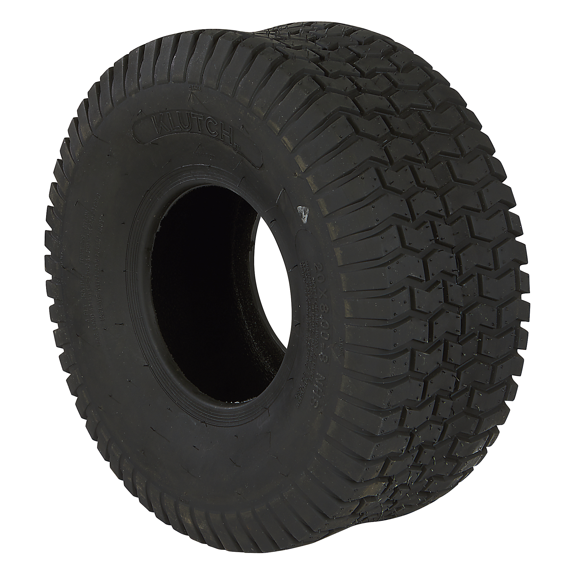 Klutch Pneumatic Lawn Mower Tire, 20/8.00-8, Turf Saver Tread