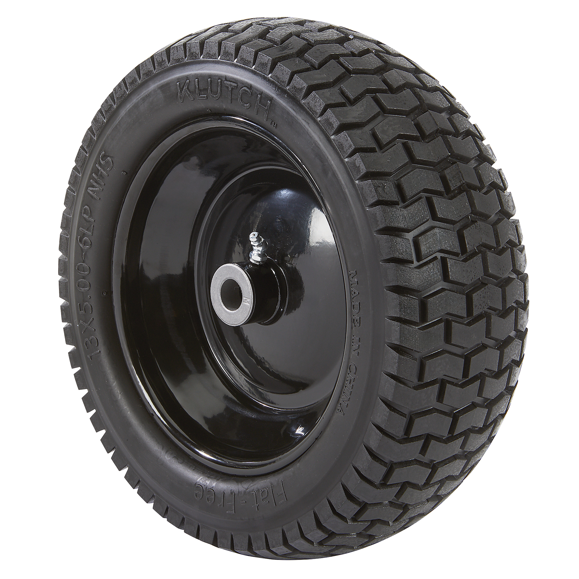 Klutch Flat-Free Universal Mower Tire Assembly, 13/5.00-6, Turf Saver Tread