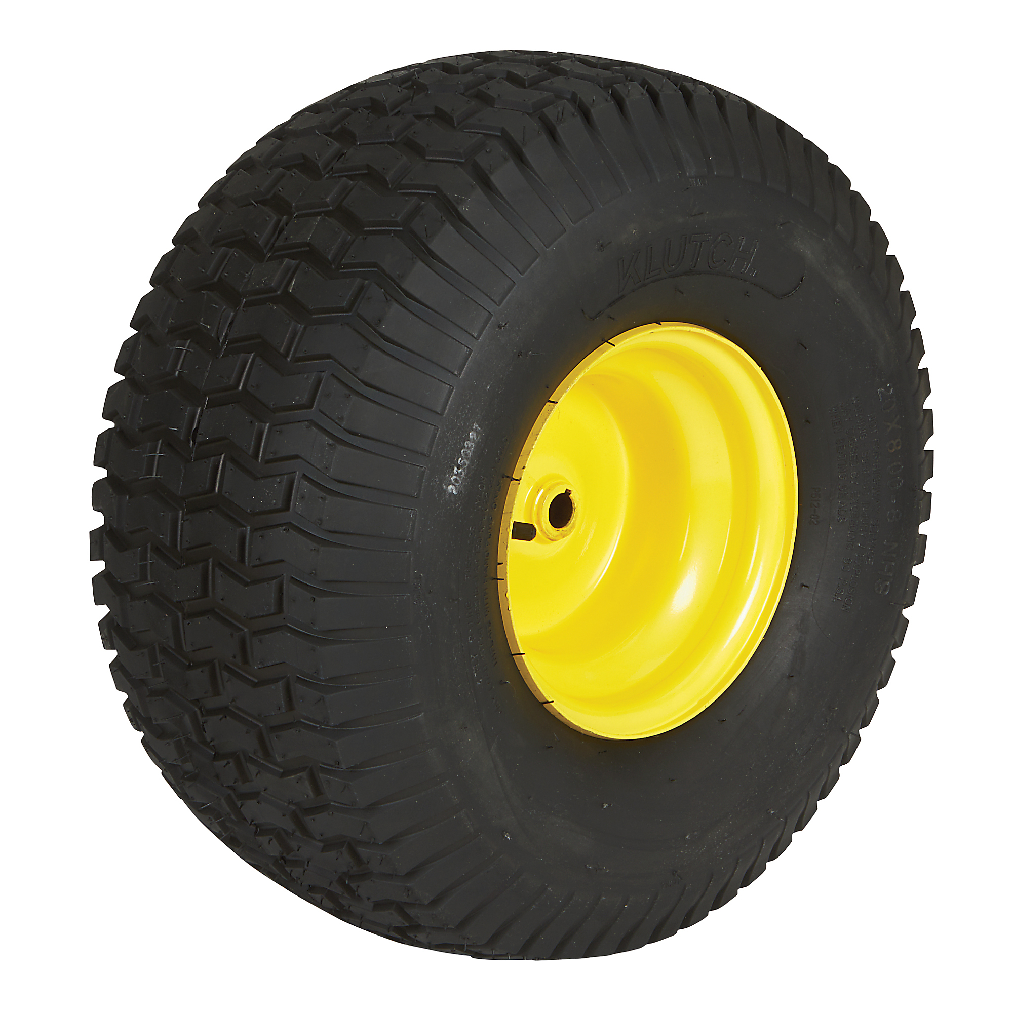 Klutch Pneumatic Lawn Mower Tire Assembly, 20/8.00-8, Turf Saver Tread
