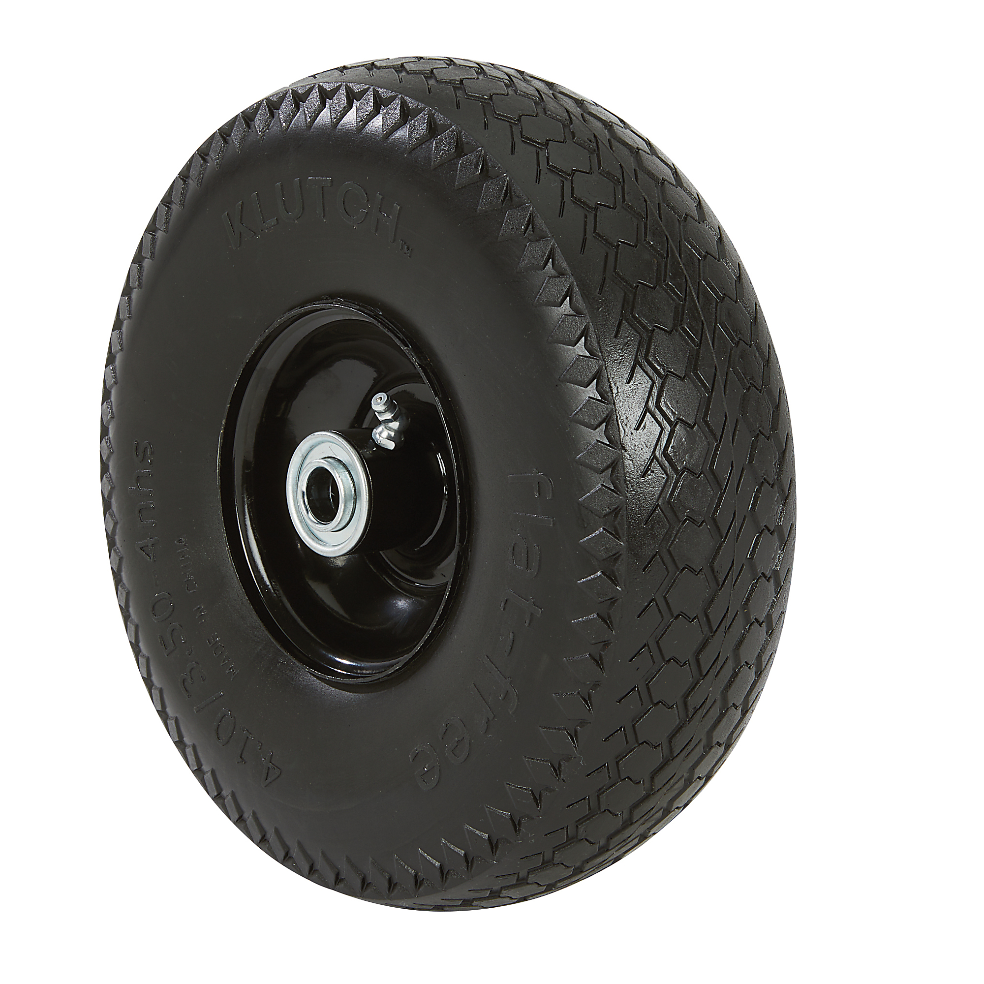 Klutch Flat-Free Utility Tire Assembly, 4.10/3.50-4, Sawtooth Tread, 2-Pack