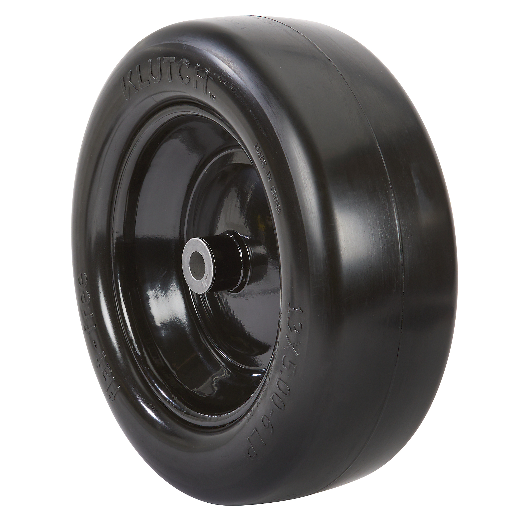Klutch Flat-Free Universal ZTR Mower Tire Assembly, 13/5.00-6, 3.25in. Hub, 3/4in. Bushing, Smooth Tread