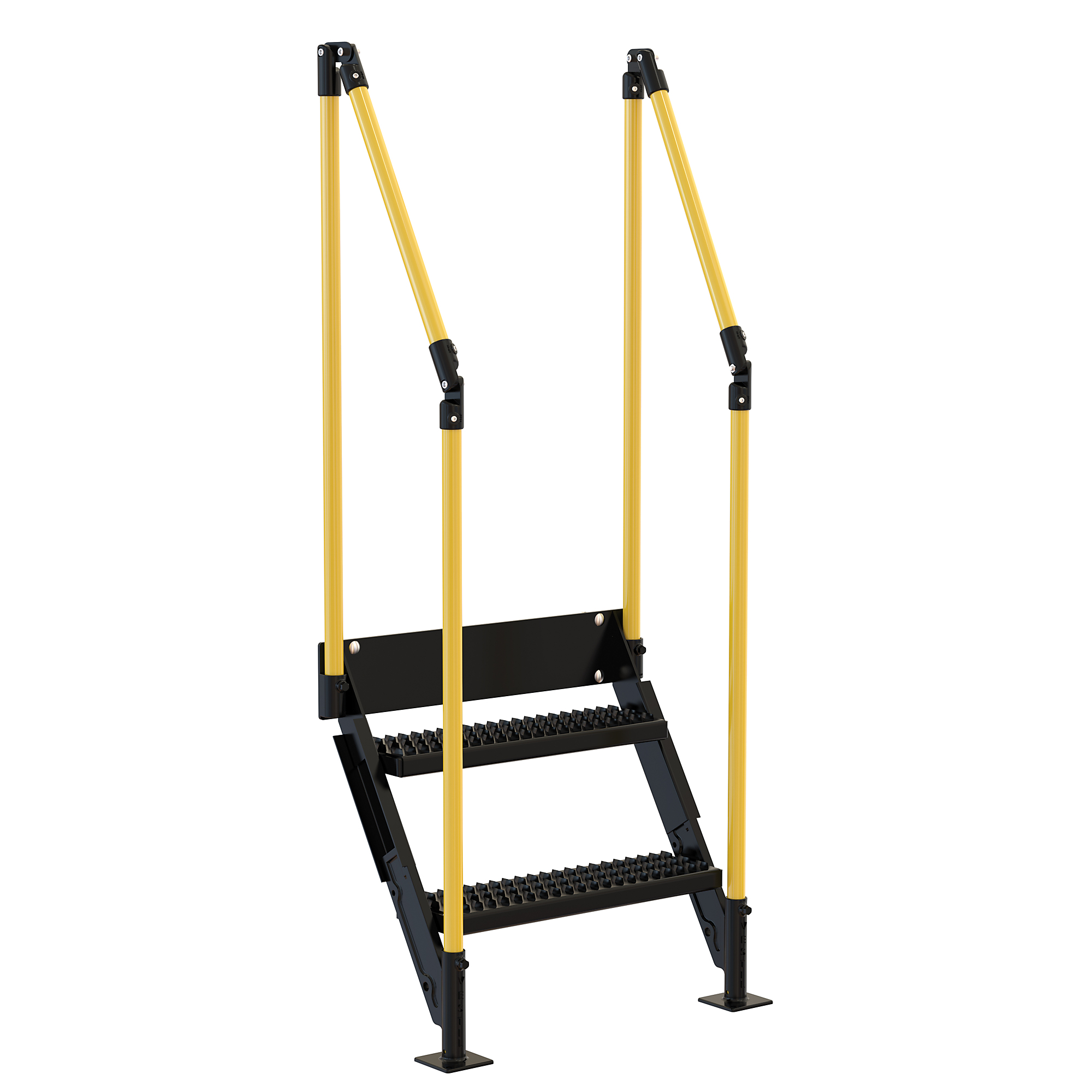 Vestil Work Platform Stairs - 2 Steps, 30in. Tall, 500-Lb. Capacity, Steel, Black/Yellow, Model# PWPS-ST-2-30-BKYL