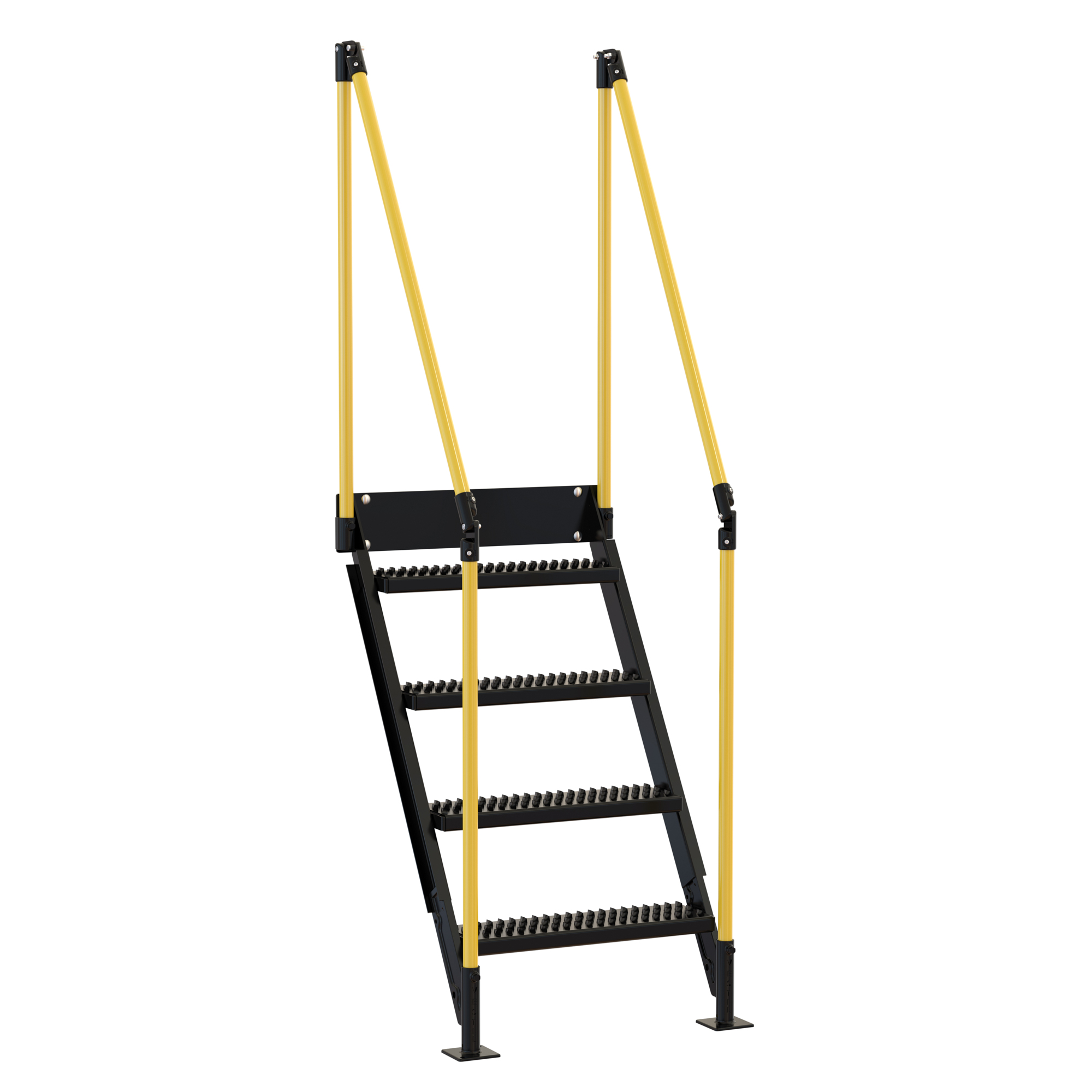 Vestil Work Platform Stairs - 50in. Tall, 4 Steps, 500-Lb. Capacity, Steel, Black and Yellow, Model# PWPS-ST-4-50-BKYL