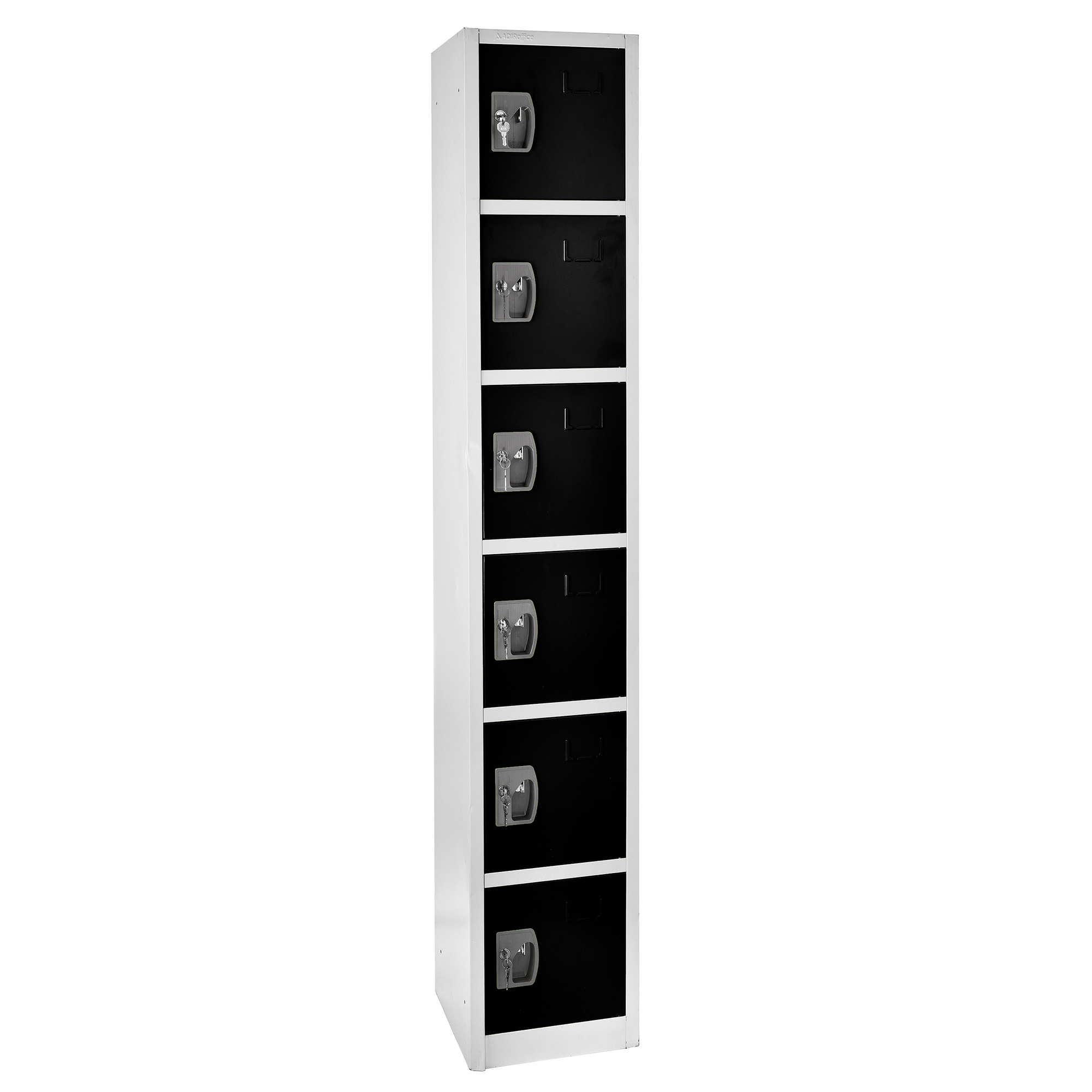 Alpine, 72in.H 6-Tier Steel Storage Locker, Black, Height 72 in, Width 12 in, Color Black, Model# ADI629-206-BLK