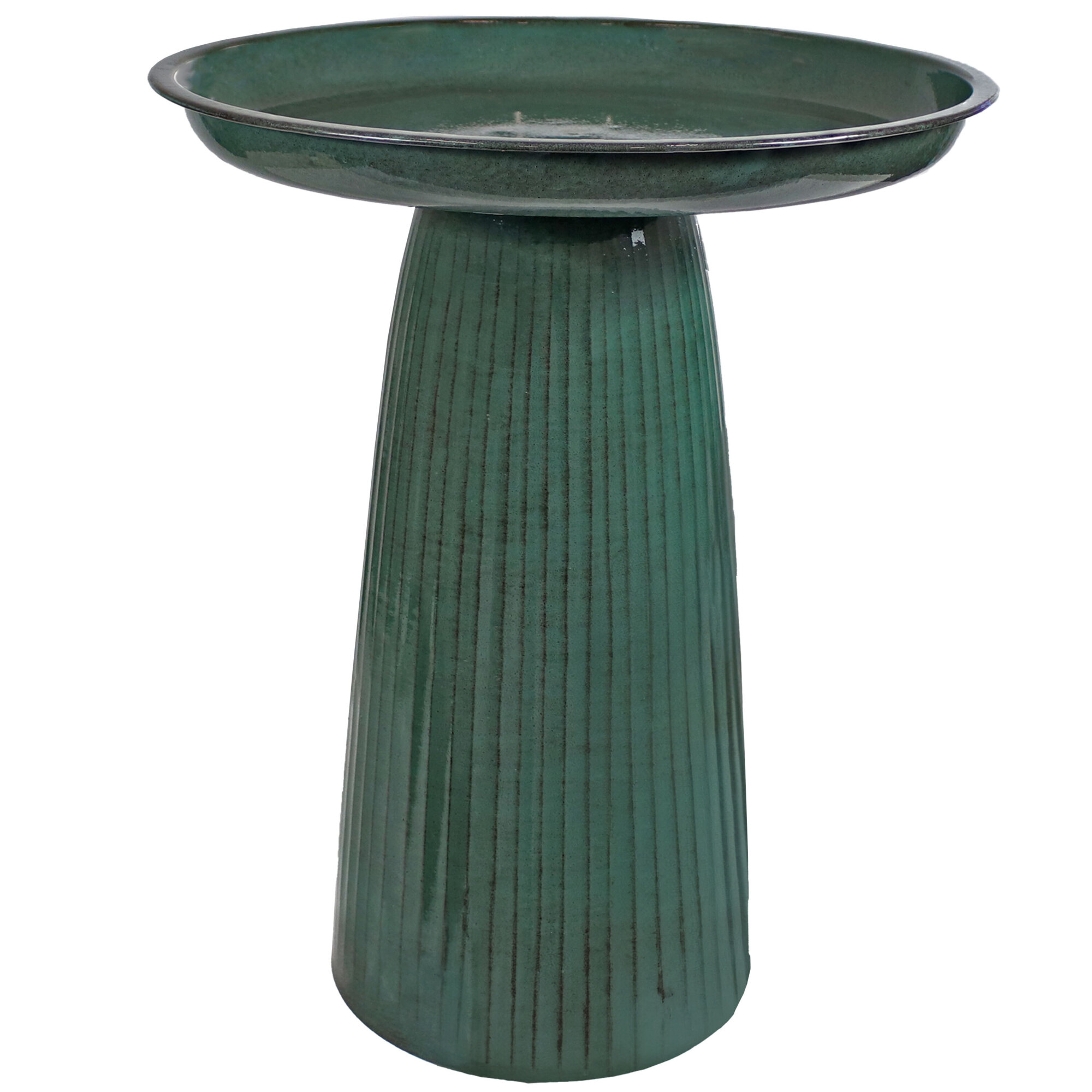 Sunnydaze Decor, Gleeful Garden Bird Bath - Green Glaze, Model# DRV-113 ...