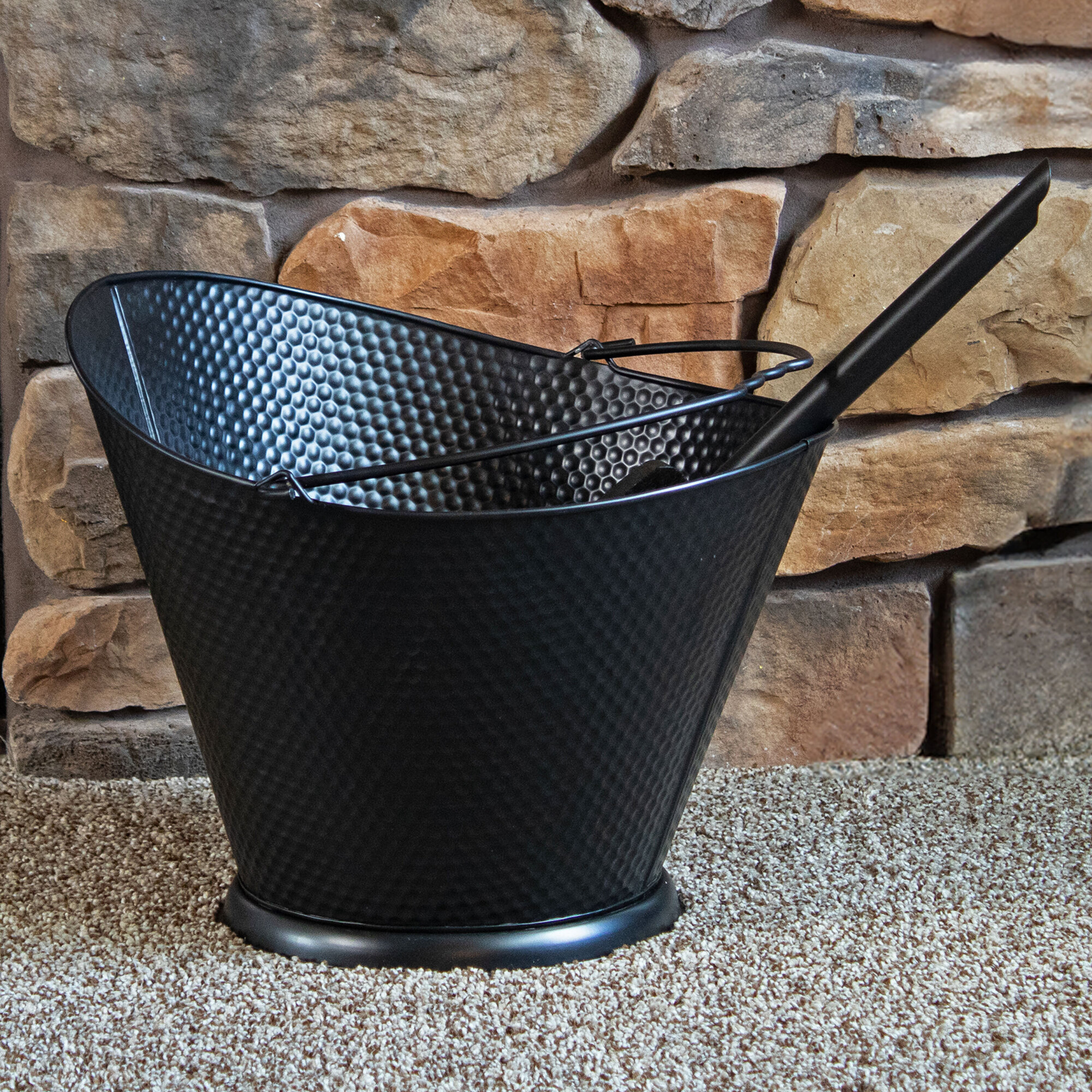 Sunnydaze Decor, 5-gal. Ash Bucket with Shovel and Brush, Included (qty.) 1 Material Metal, Model# CFT-697