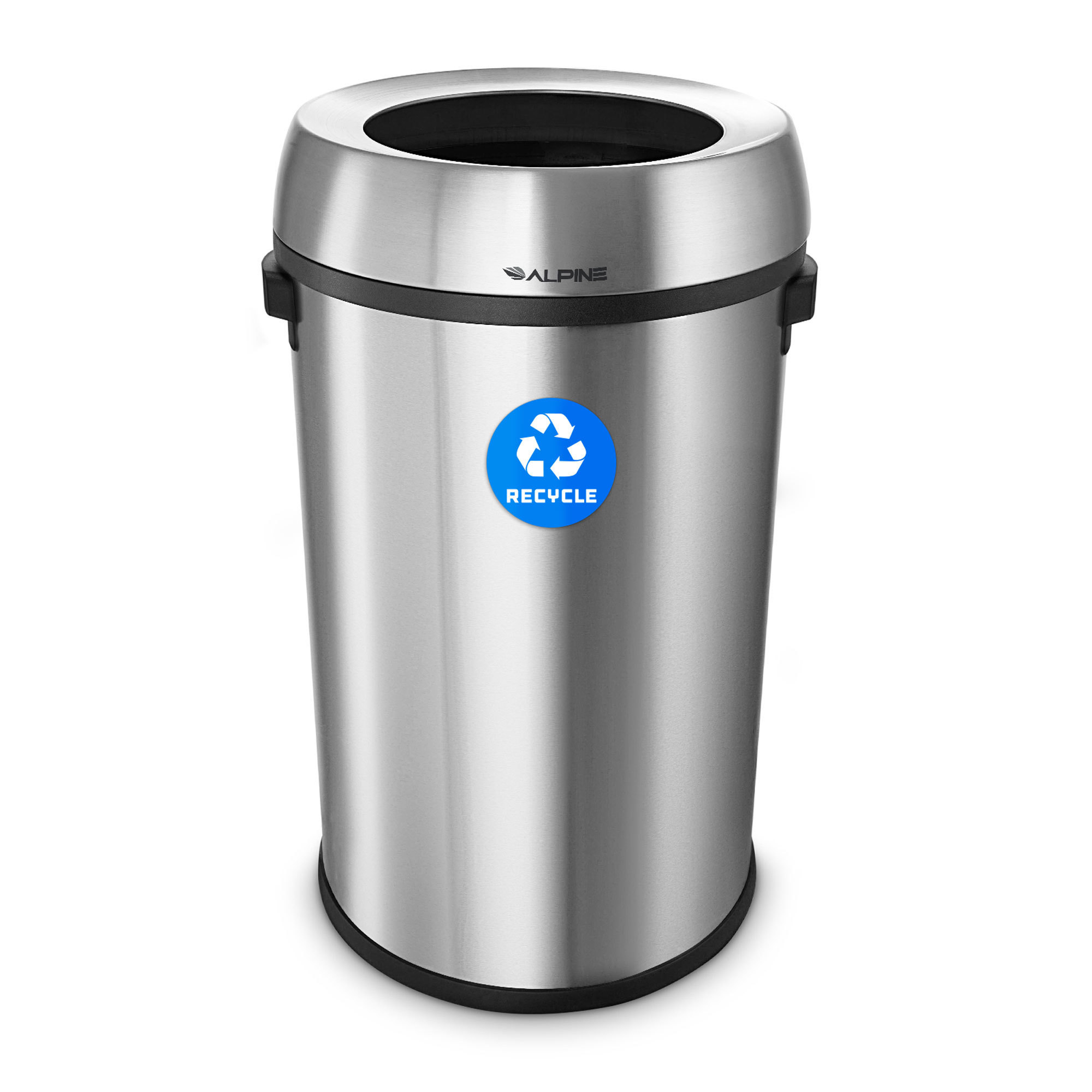 Alpine, 17-Gallon Stainless Steel Recycling Trash Can, Capacity 17 Gal, Model# ALP470-65L-R