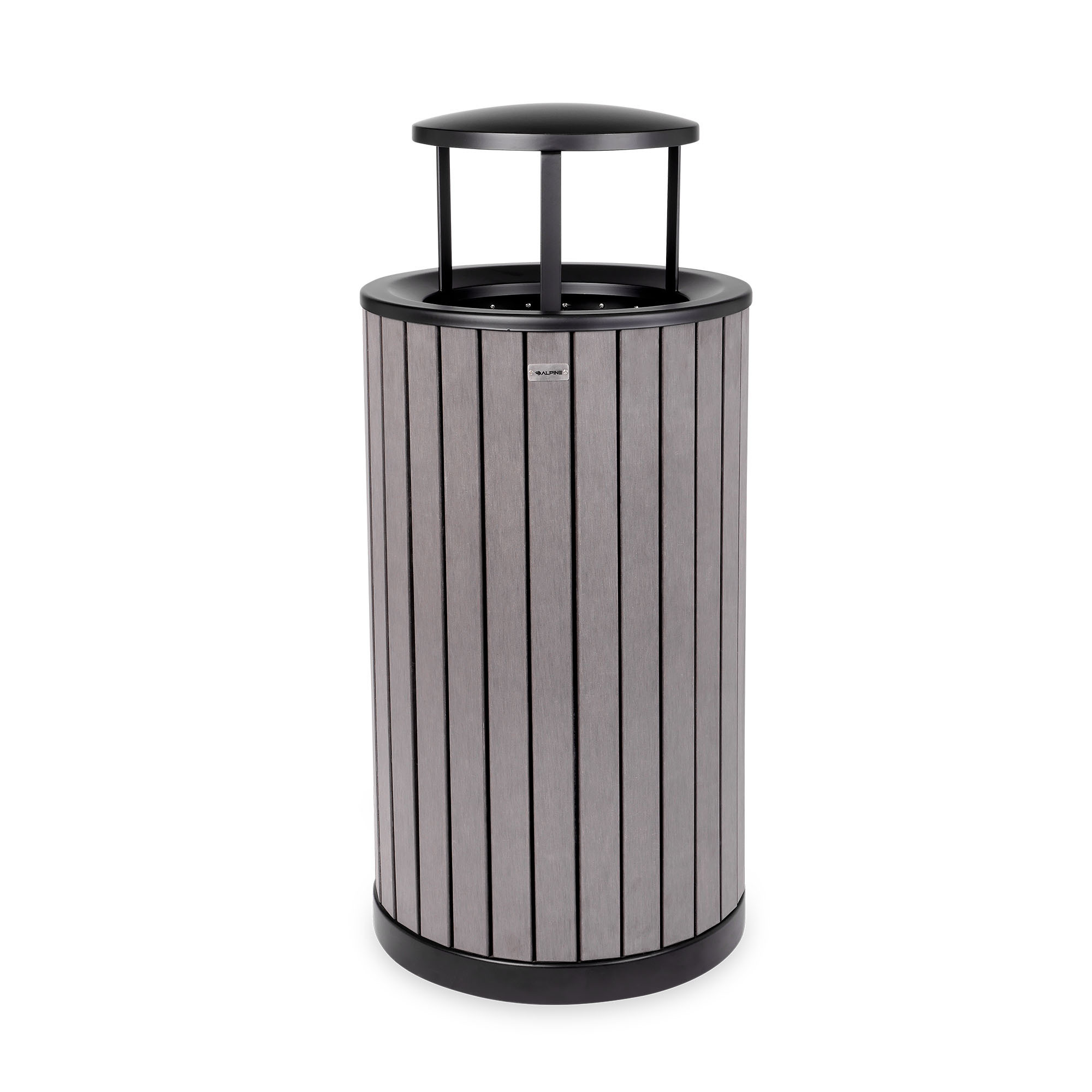 Alpine, 32-Gallon Outdoor Metal Trash Can, Gray, Capacity 32 Gal, Model# ALP4400-01-GRY-RB