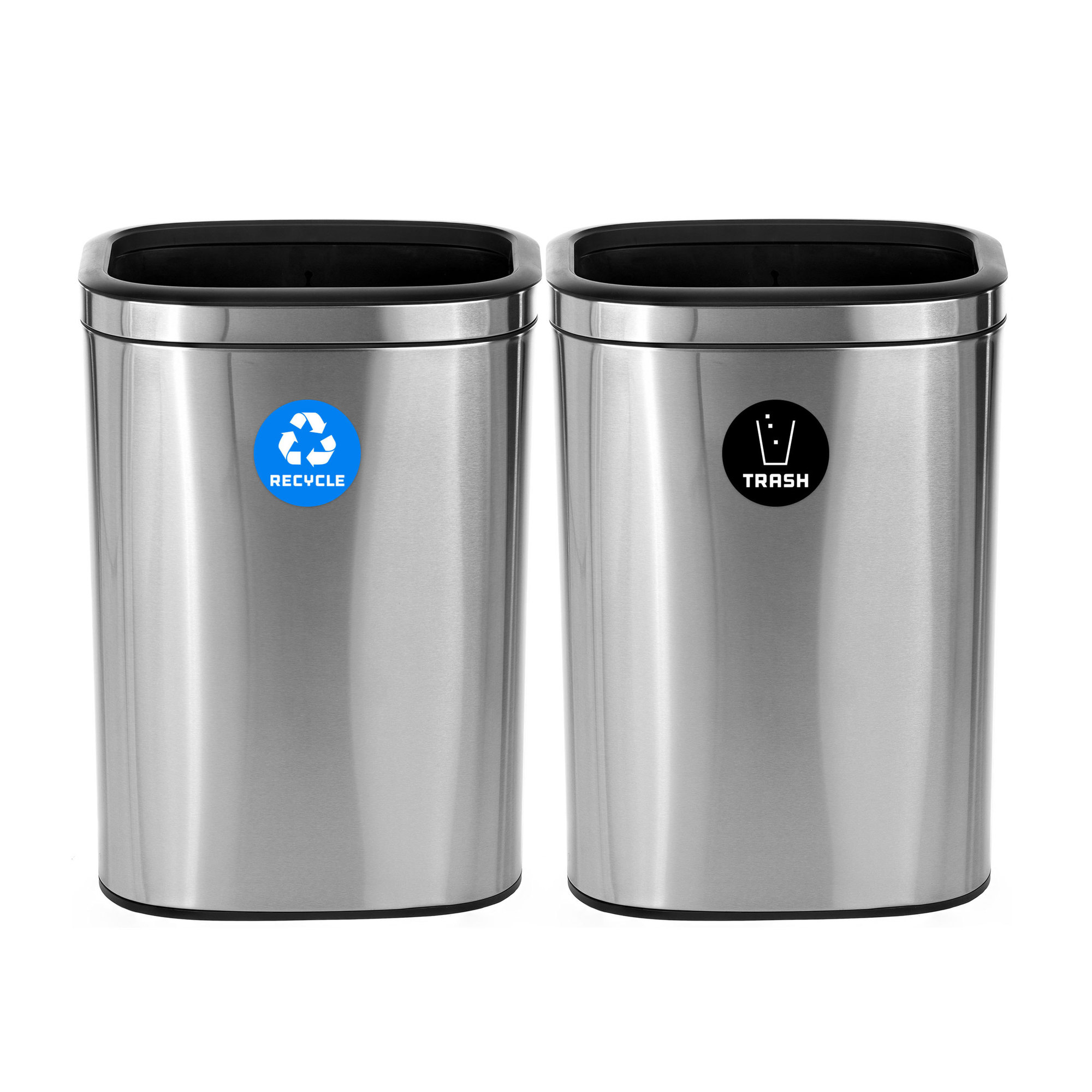 Alpine, 21 Gallon Stainless Recycling Trash Can Station, Capacity 21 Gal, Model# ALP470-40L-R-T