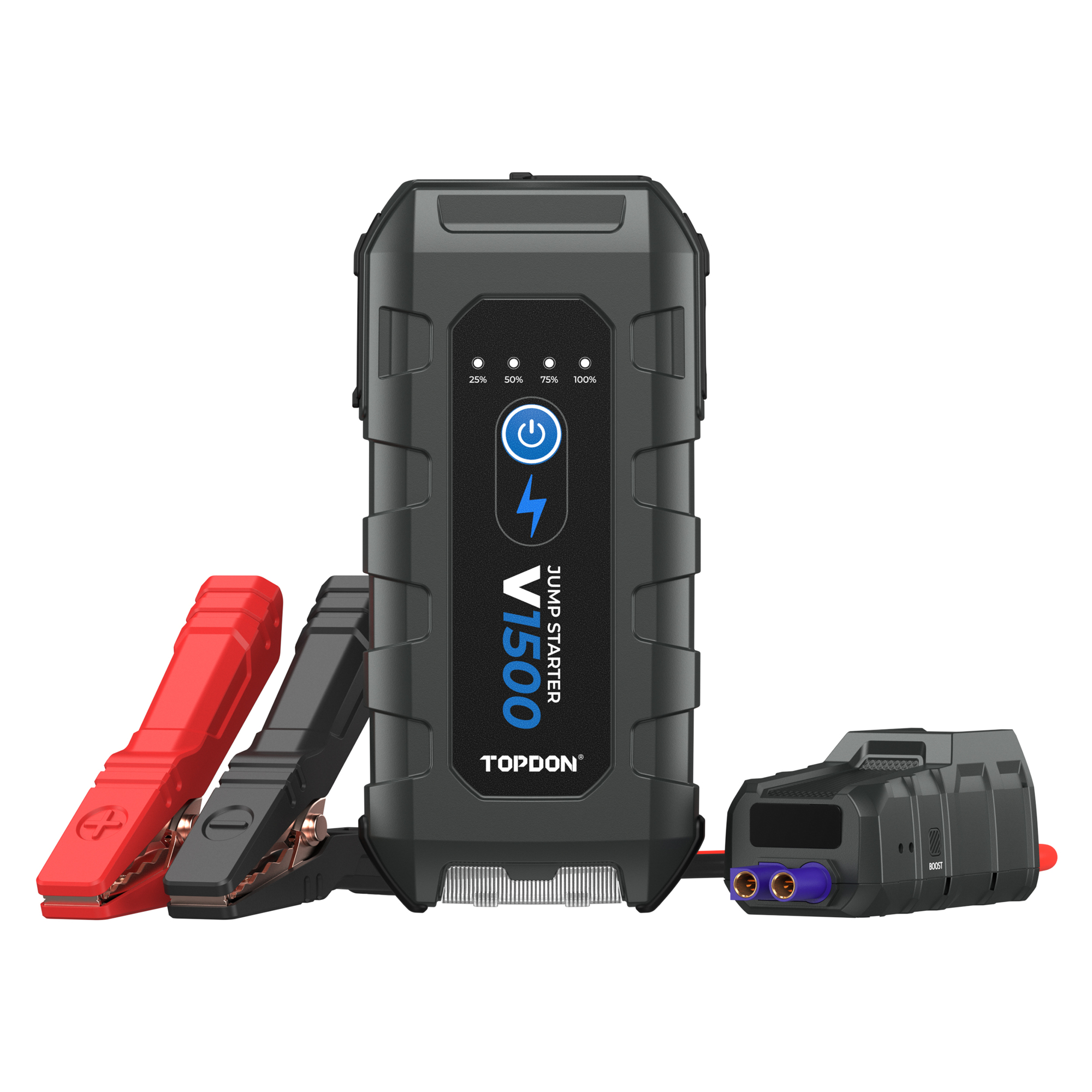 TOPDON Jump Starter Booster Power Bank - 2200 Amps, 12 Volts, LED Flashlight, Model# V1500