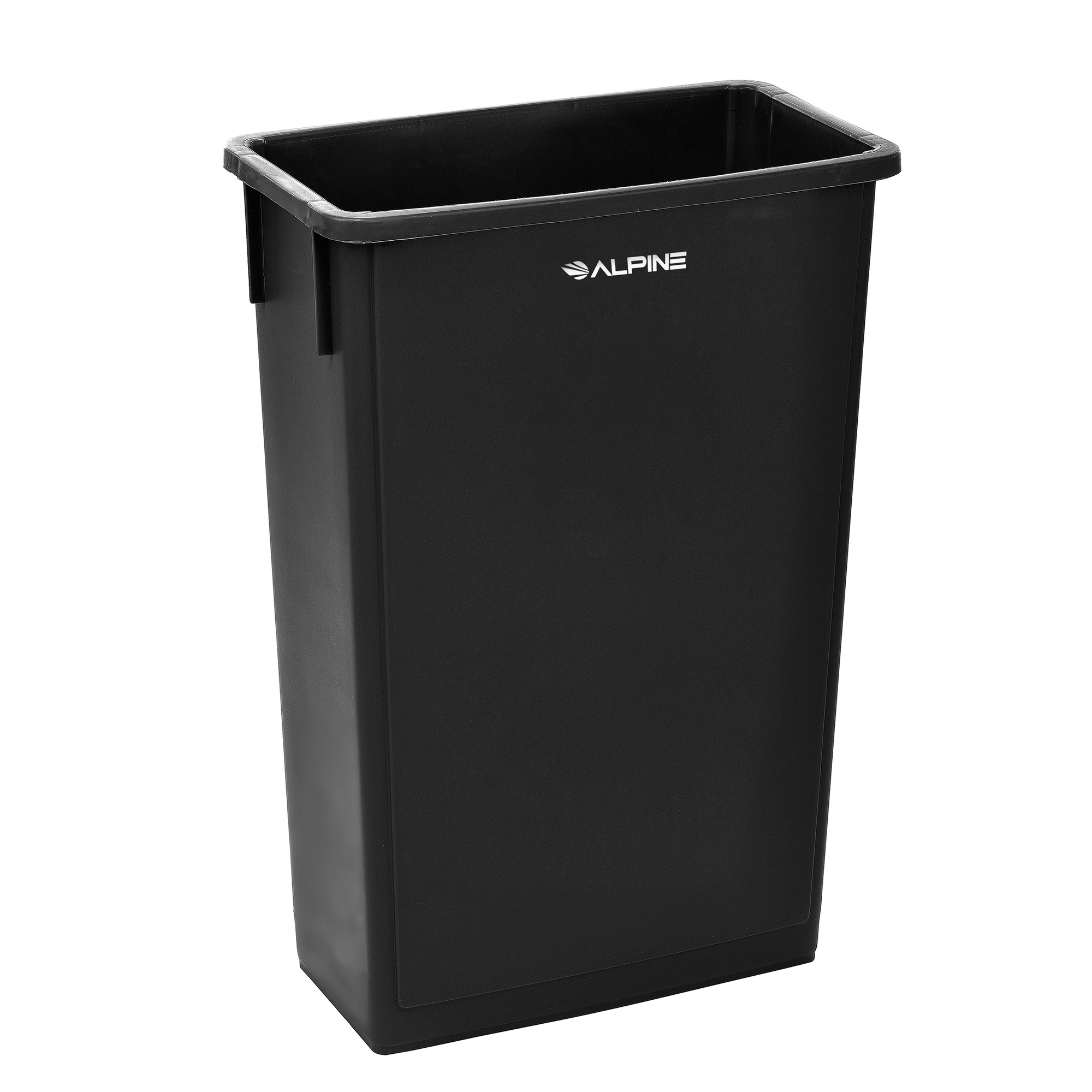 Alpine, 23 Gallon Slim Black Waste Receptacle Trash Can, Capacity 23 Gal, Model# ALP477-BLK