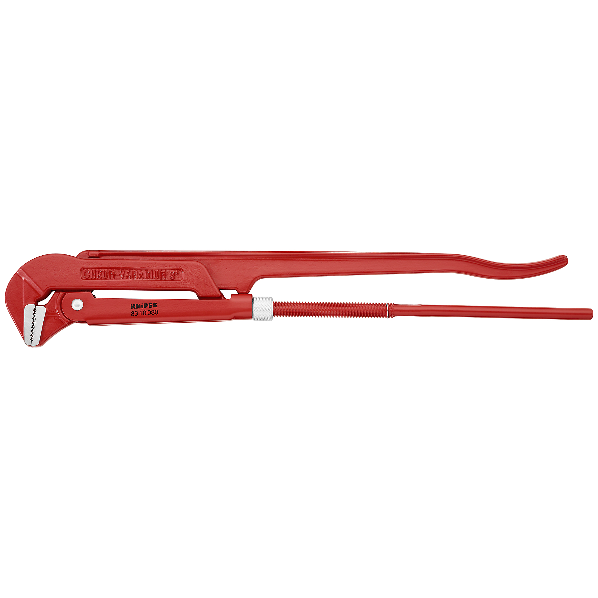 KNIPEX Swedish Pipe Wrench - 25in., 90° Angled Jaws, 4.375in. Jaw Capacity, Steel, Model# 83 10 030