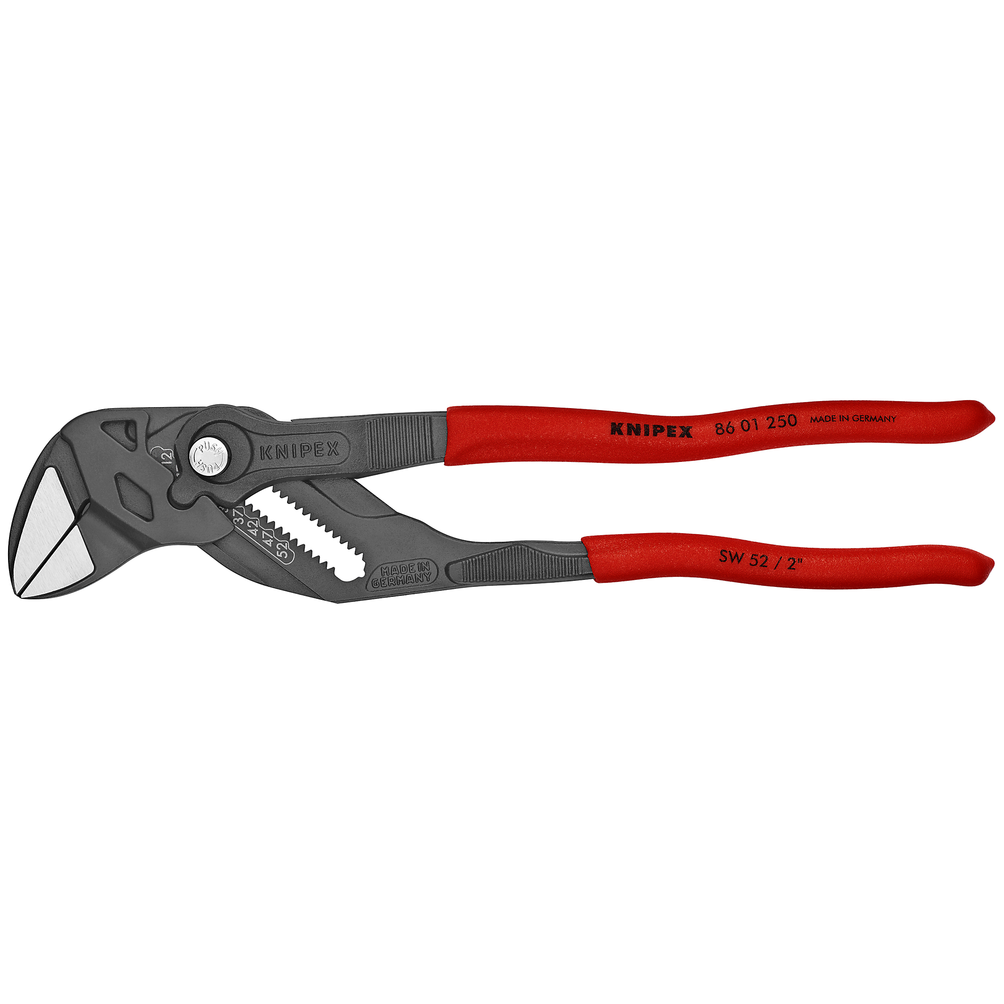 KNIPEX, Pliers Wrench, Non-slip plastic, Bulk, 10in., Pieces (qty.) 1 Material Steel, Jaw Capacity 2 in, Model# 86 01 250