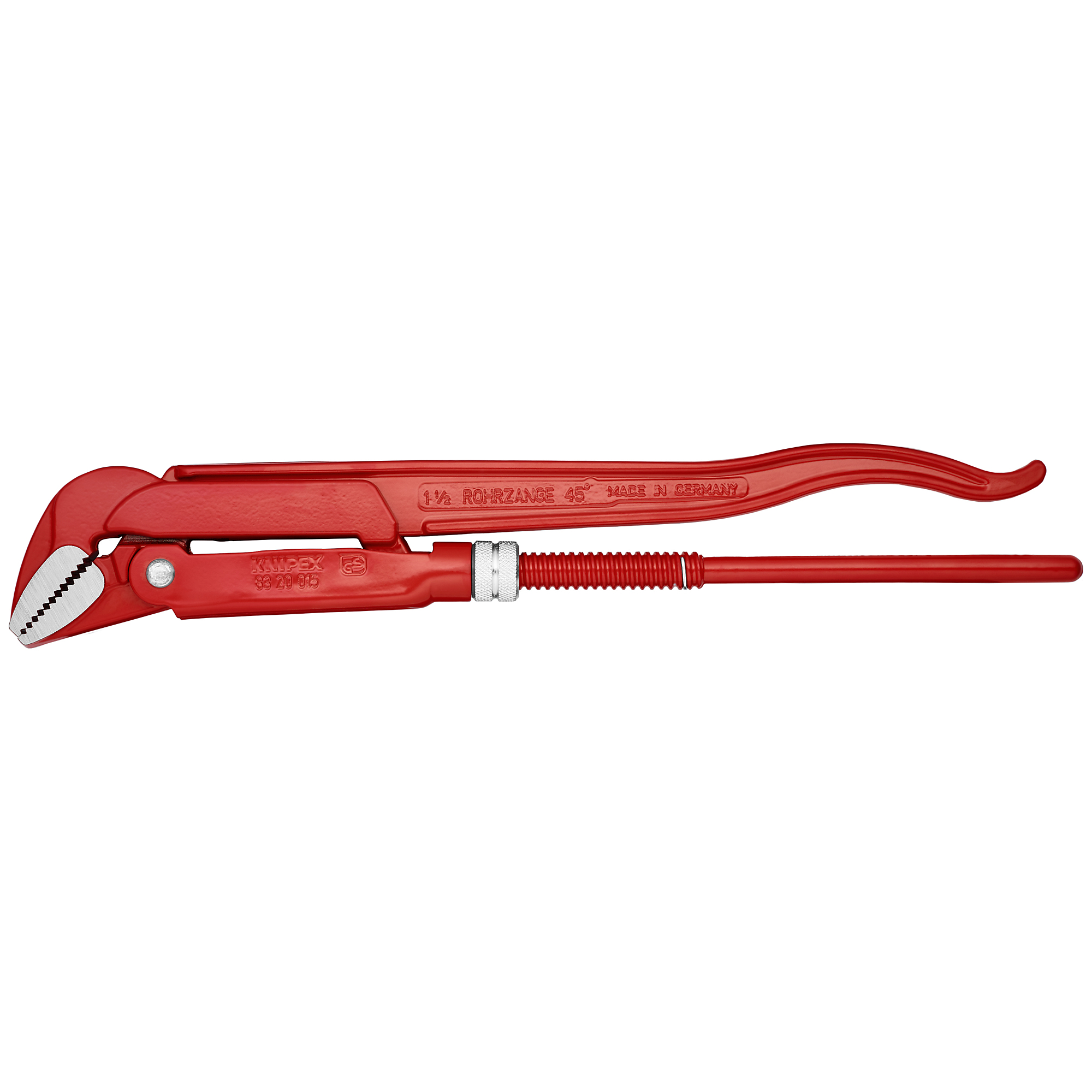 KNIPEX, Swedish Pipe Wrench-45°, 16.25in., Pieces (qty.) 1 Material Steel, Jaw Capacity 2.046875 in, Model# 83 20 015
