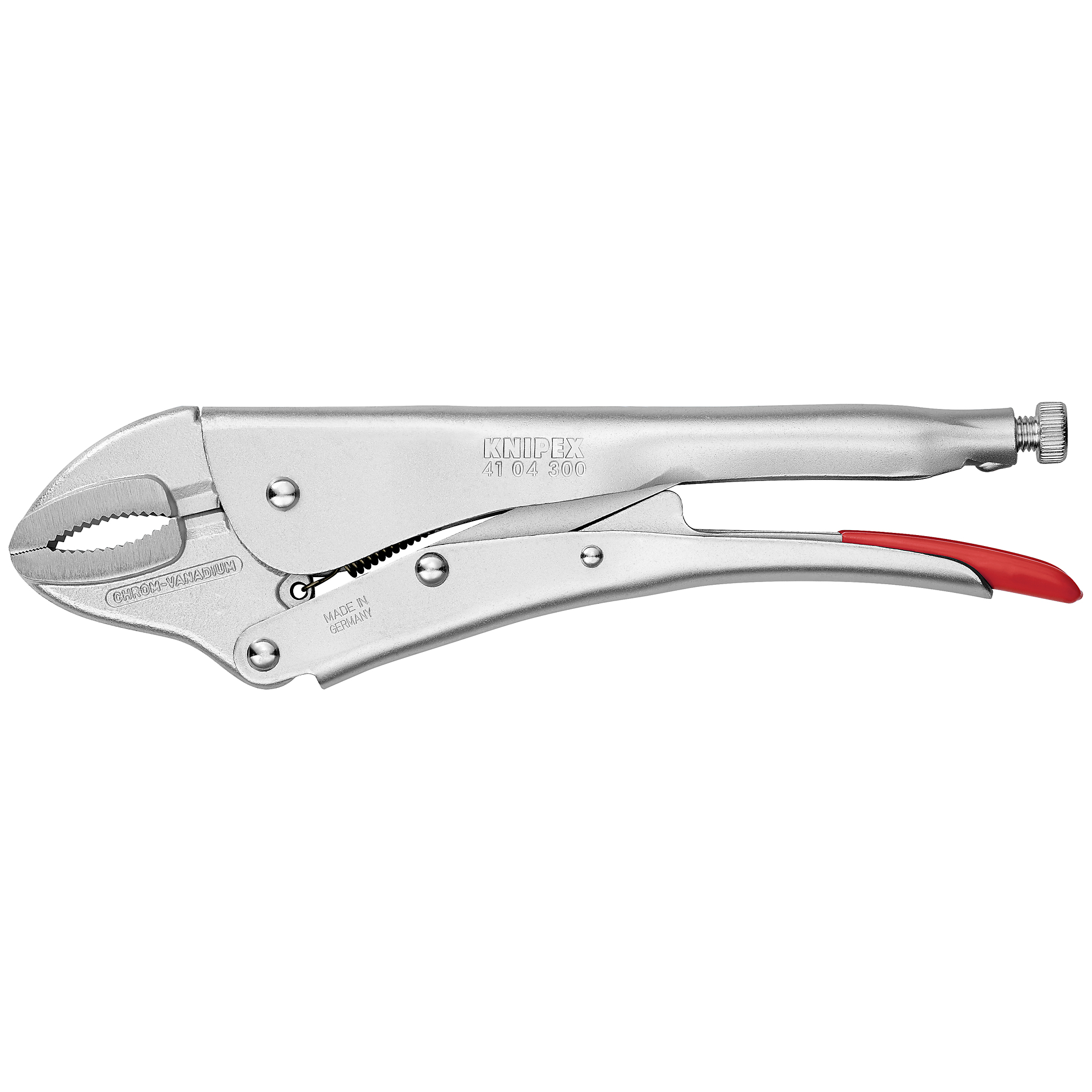 KNIPEX, Grip Pliers-Round Jaws, Serrated, 12in., Pieces (qty.) 1 Material Steel, Jaw Capacity 2.562 in, Model# 41 04 300