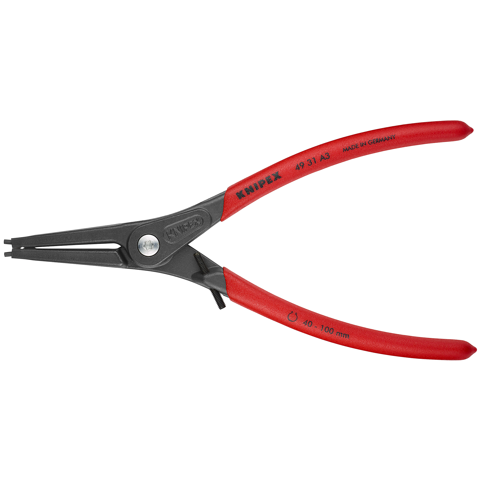 KNIPEX, Ext Prec. Snap Ring Plrs-Limiter, 3/32 tip, 9in., Pieces (qty.) 1 Material Steel, Model# 49 31 A3