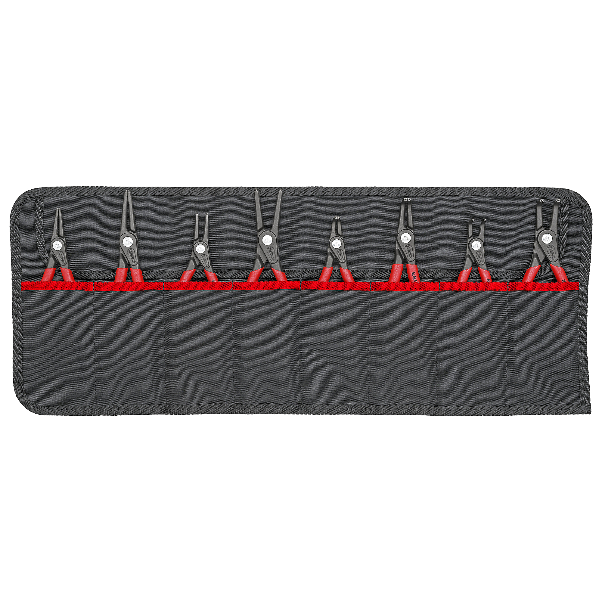 KNIPEX, Precision Snap Ring Pliers Set in Tool Roll, 8 Pc, Pieces (qty.) 8 Material Steel, Model# 00 19 58 V02
