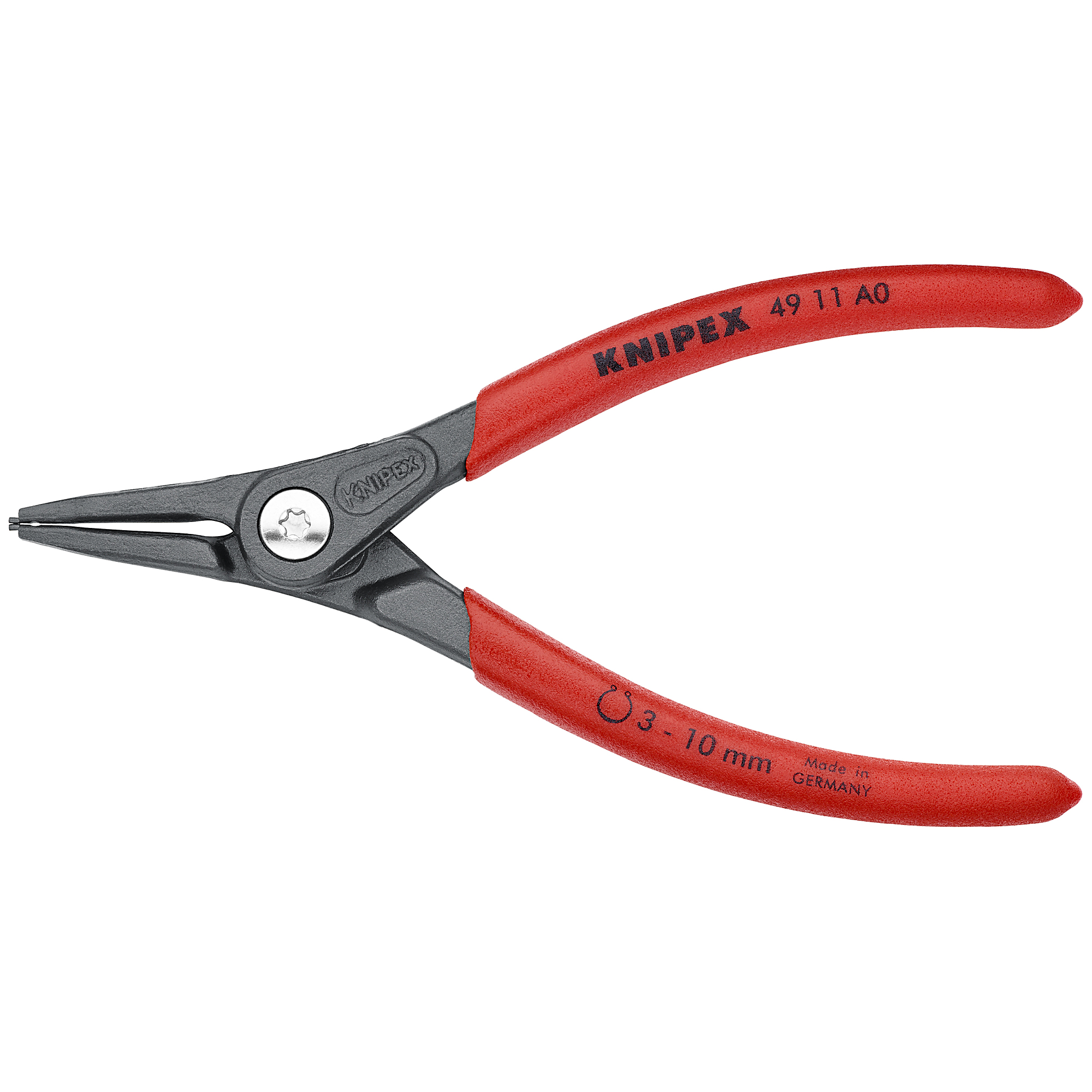 KNIPEX, Ext Precision Snap Ring Pliers, 1/32 tip, 5.50in., Pieces (qty.) 1 Material Steel, Model# 49 11 A0