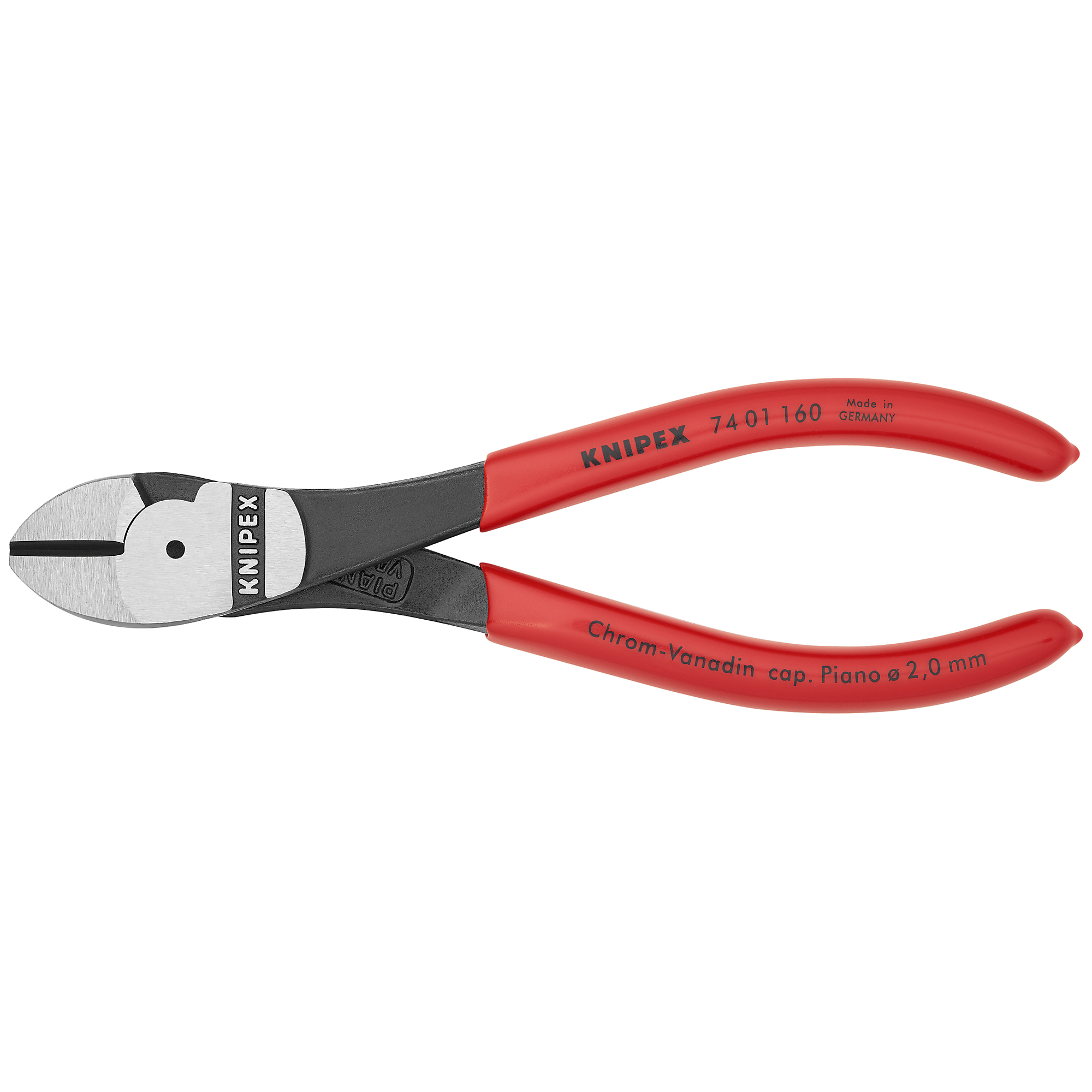 KNIPEX, HL Diagonal Cutters, Plastic coating, Bulk, 6.25in., Pieces (qty.) 1 Material Steel, Jaw Capacity 0.125 in, Model# 74 01 160