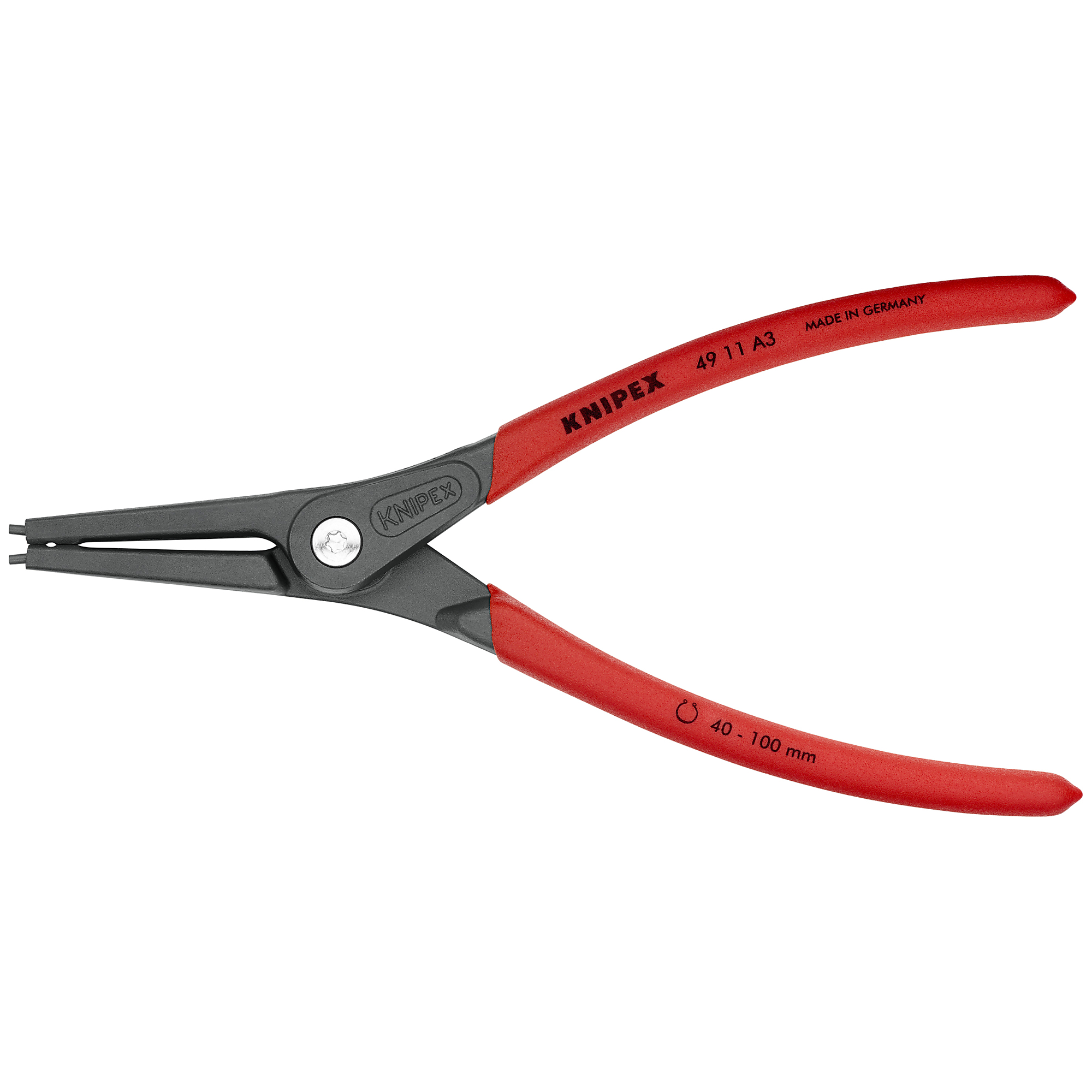 KNIPEX, Ext Precision Snap Ring Pliers, 3/32 tip, 9in., Pieces (qty.) 1 Material Steel, Model# 49 11 A3