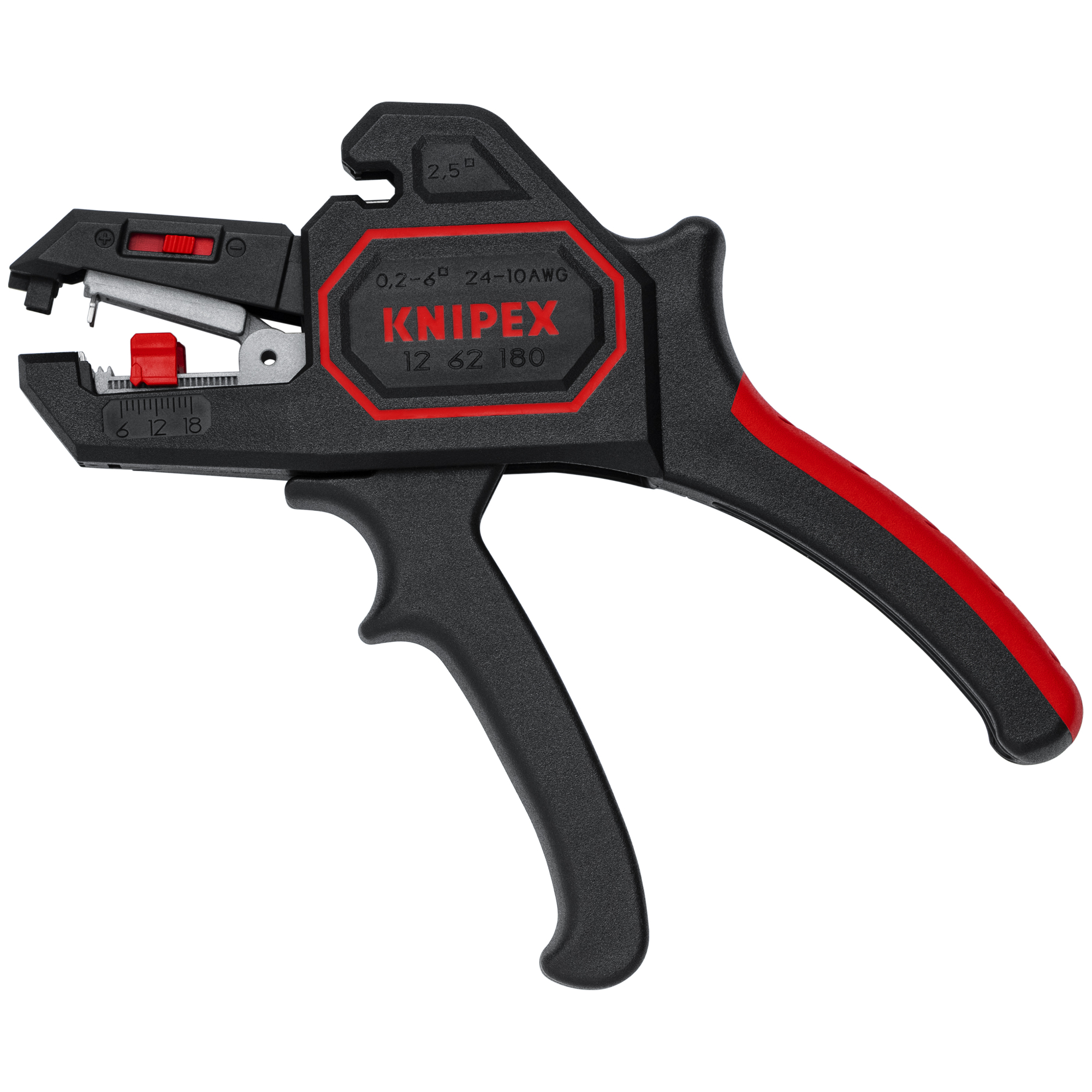KNIPEX Automatic Wire Stripper, 10–24 AWG, 7.25in., Model# 12 62 180