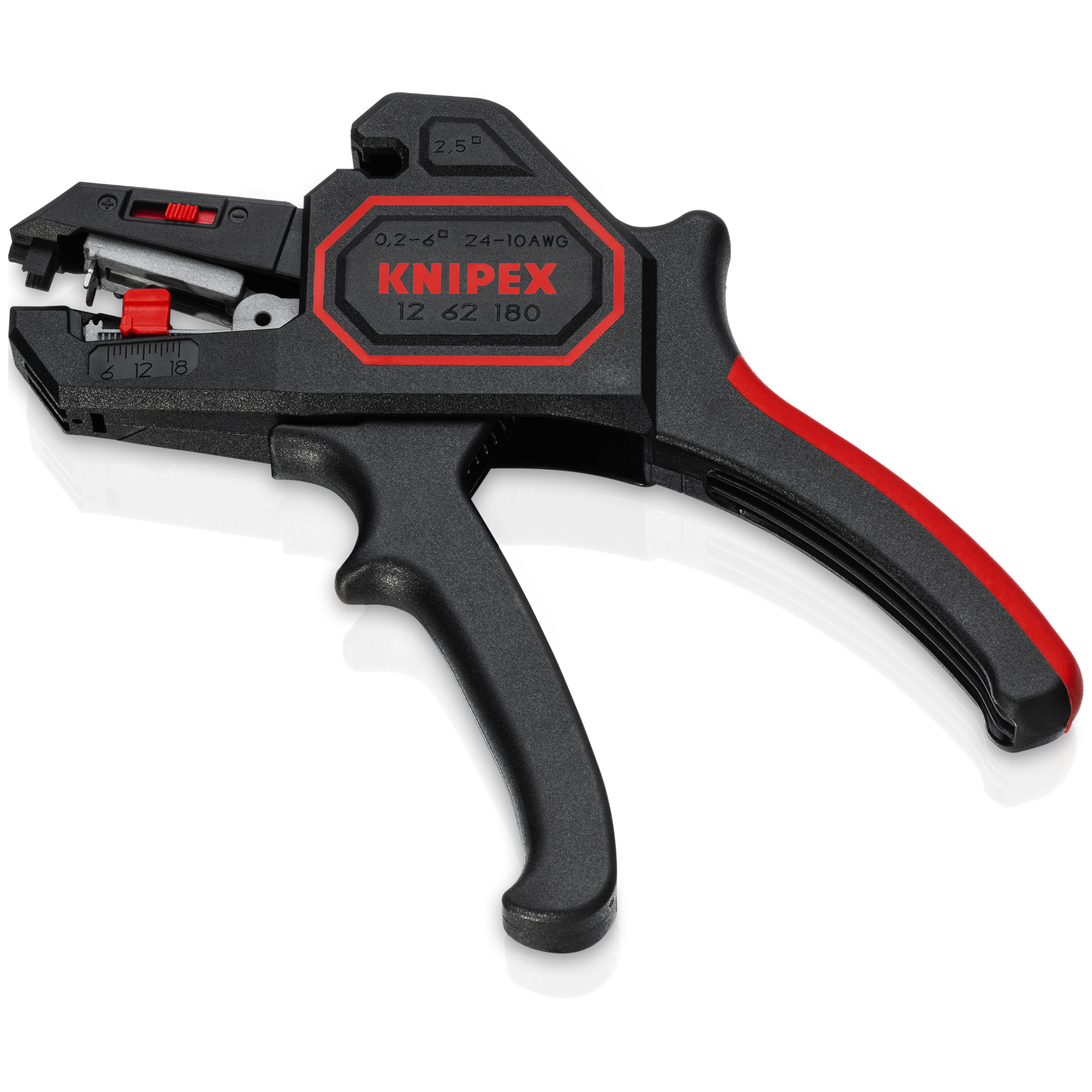 KNIPEX Automatic Wire Stripper, 10–24 AWG, 7.25in., Model# 12 62