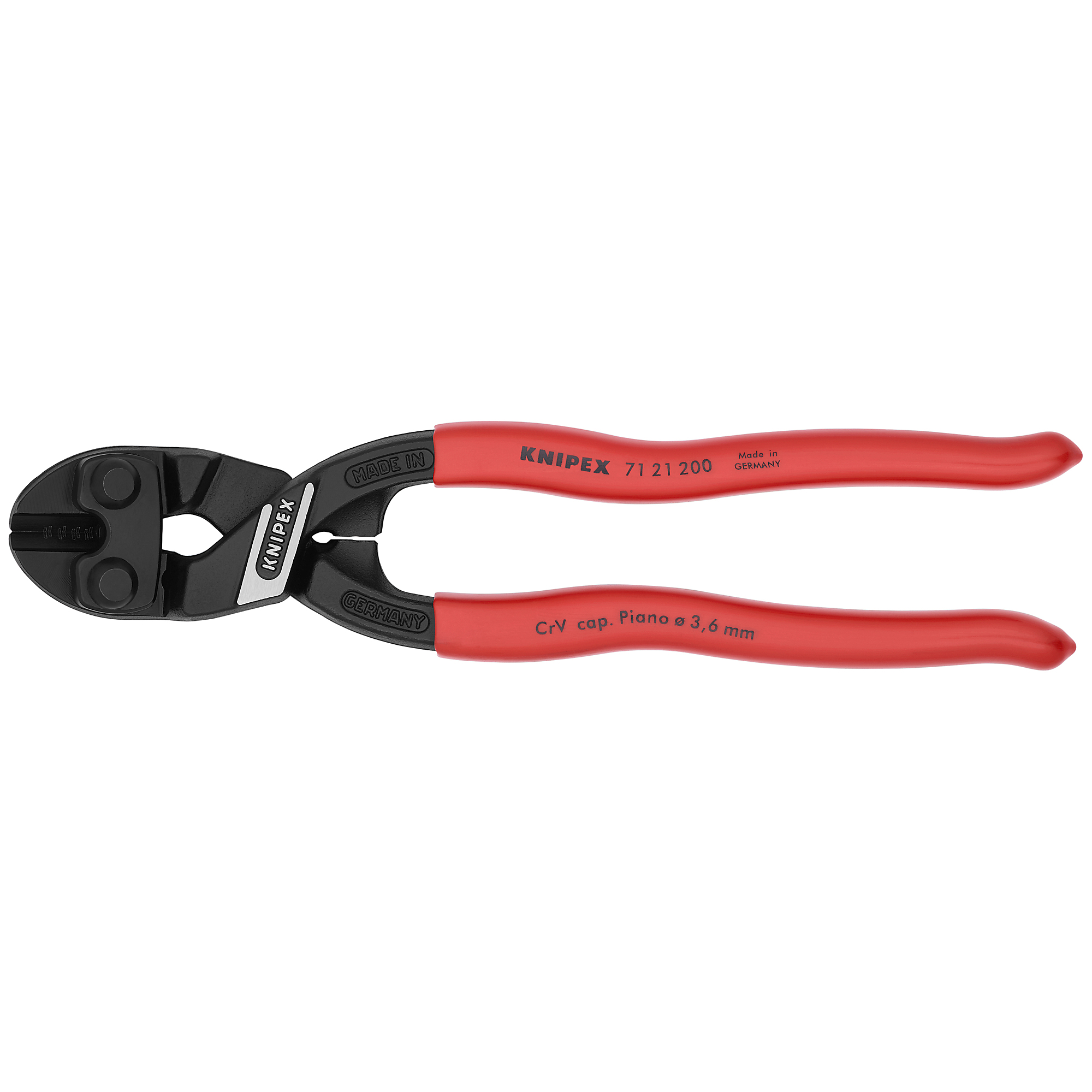KNIPEX CoBolt HL Angled Bolt Cutters - 8in. Length, 0.38in. Jaw Opening, 0.25in. Cutting Capacity, Model# 71 21 200