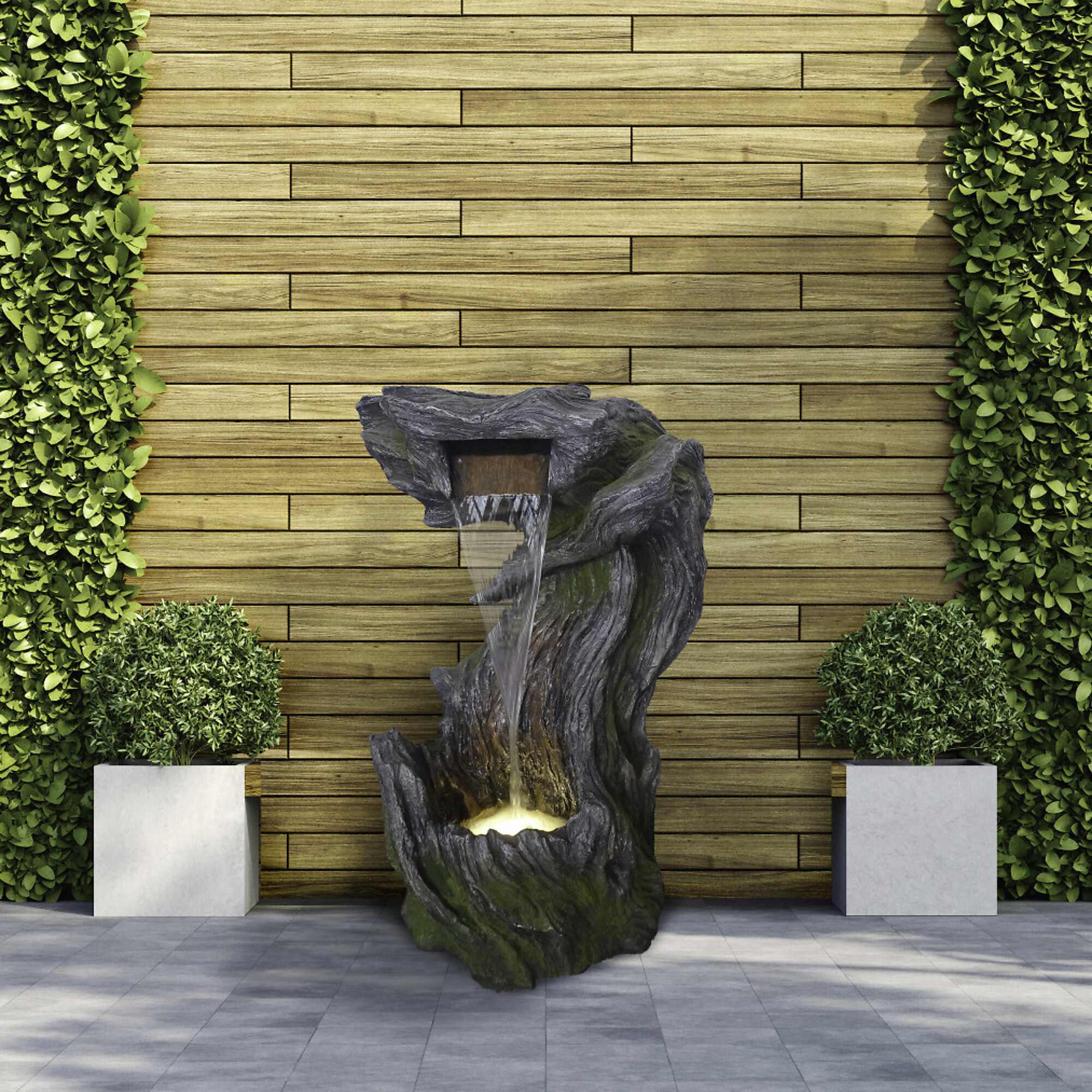 Alpine Corporation, Waterfall in Realistic Tree Bark Fountain w/LED Lt, Volts 120 Power Cord Length 6 ft, Model# WIN1628